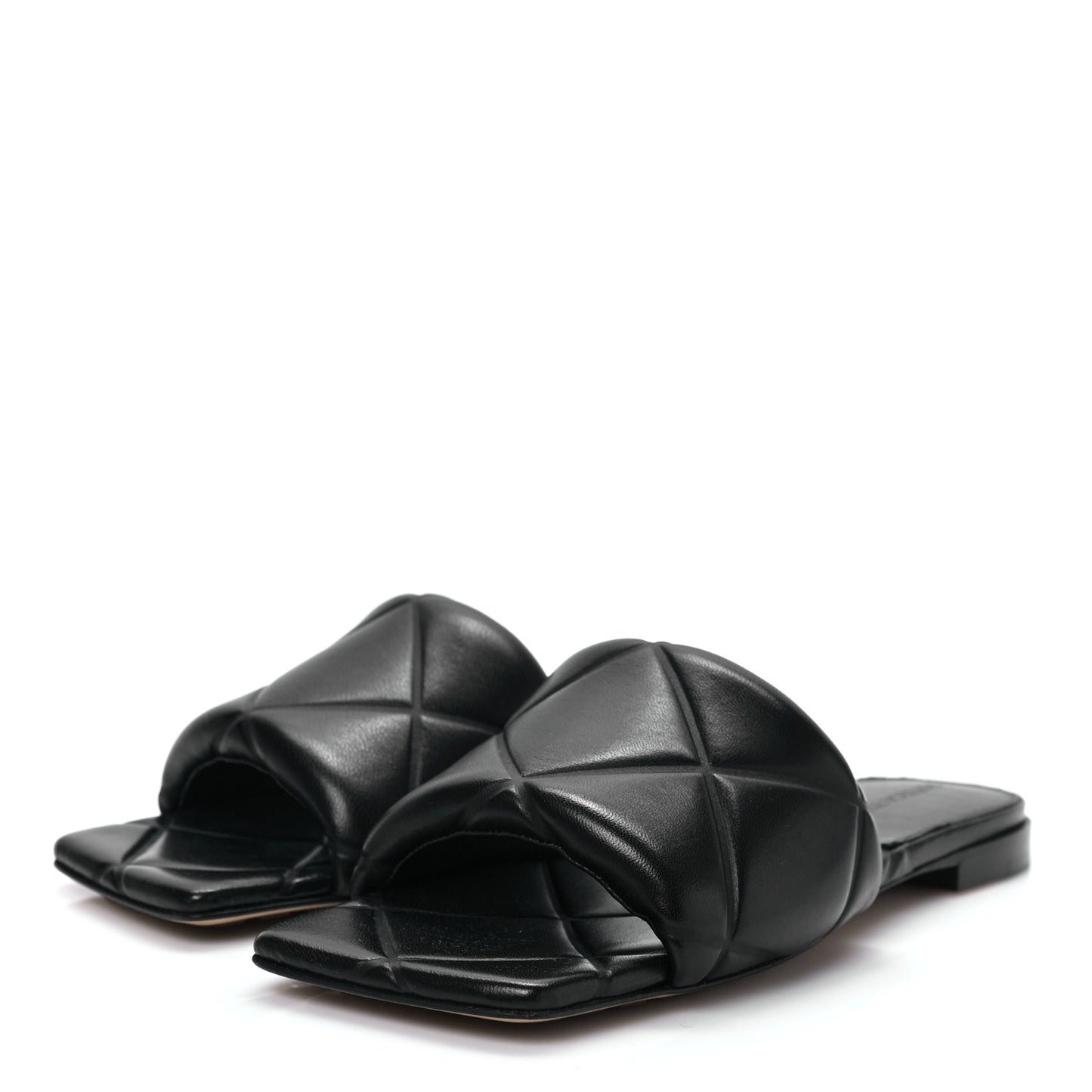 Nappa Quilted Rubber Lido Flat Sandals 36 Black