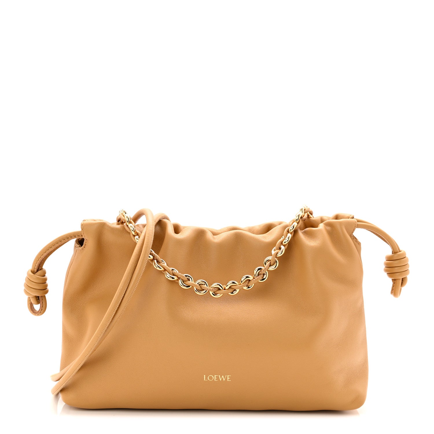 Loewe Mellow Nappa Donut Medium Chain Flamenco Knot Clutch Sahara