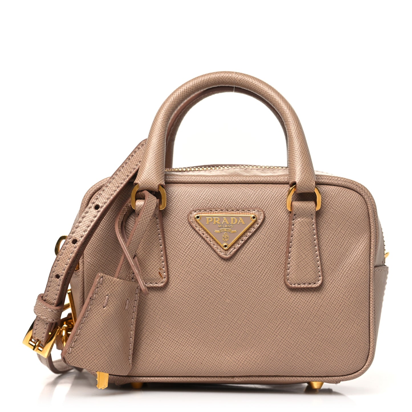 Saffiano Lux Mini Top Handle Crossbody Cammeo