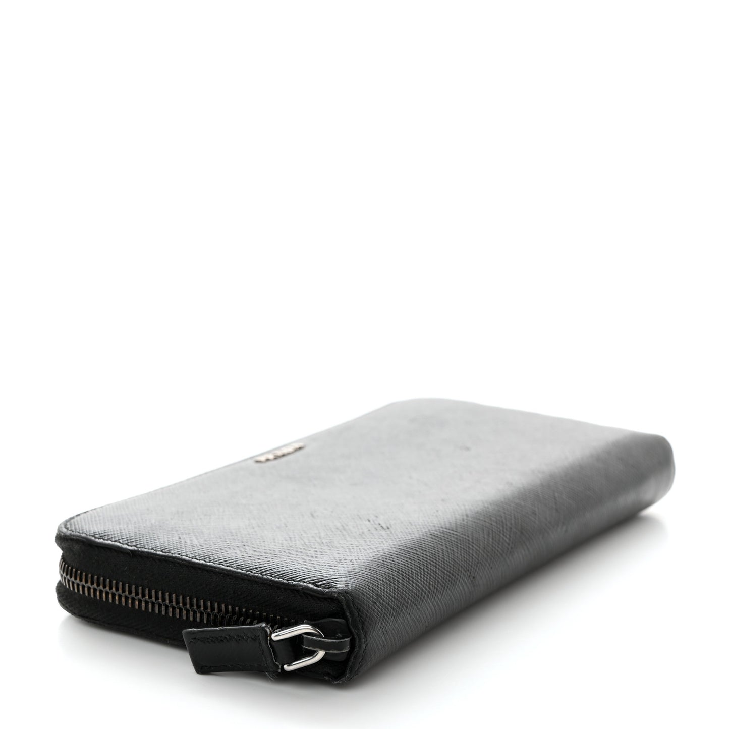 Saffiano Metal Zip Around Wallet Black