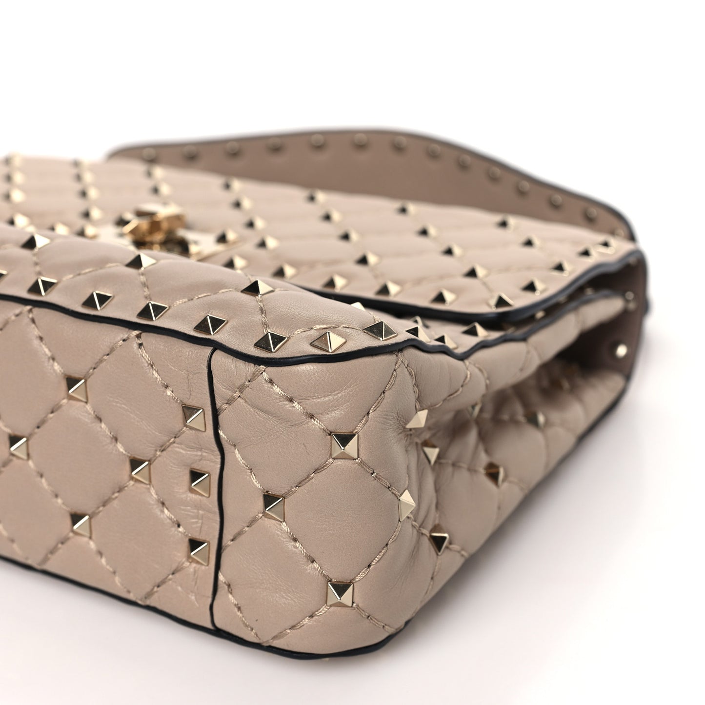 Lambskin Medium Rockstud Spike Shoulder Bag Poudre