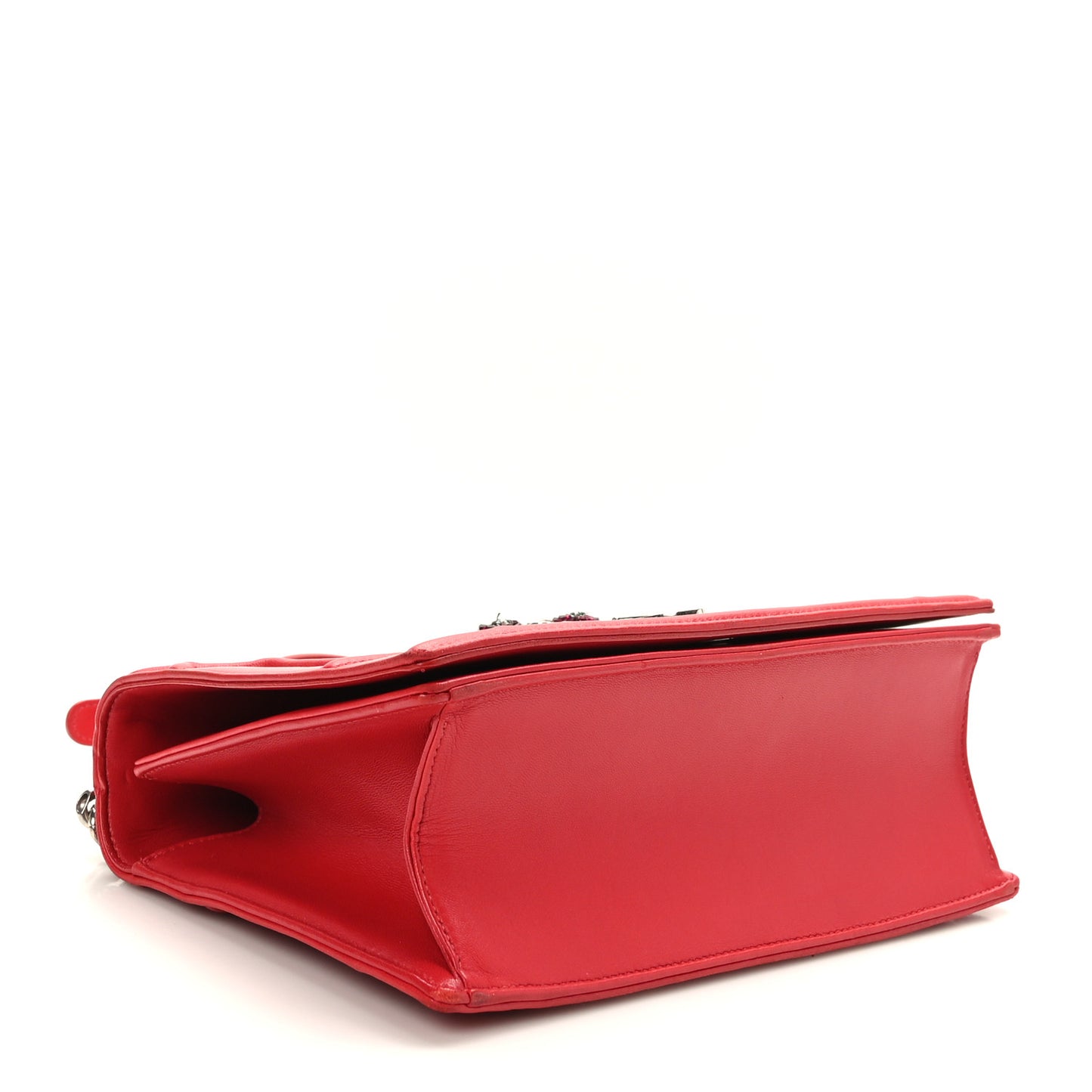Lambskin Crystal Feather Medium Diorama Flap Bag Red