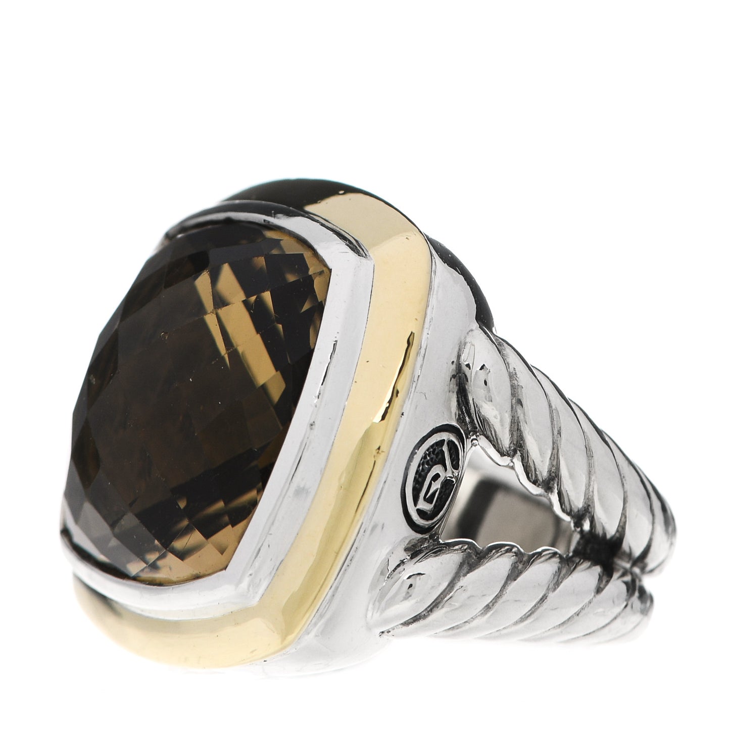 Sterling Silver 18K Yellow Gold Citrine 17mm Albion Ring 49 5