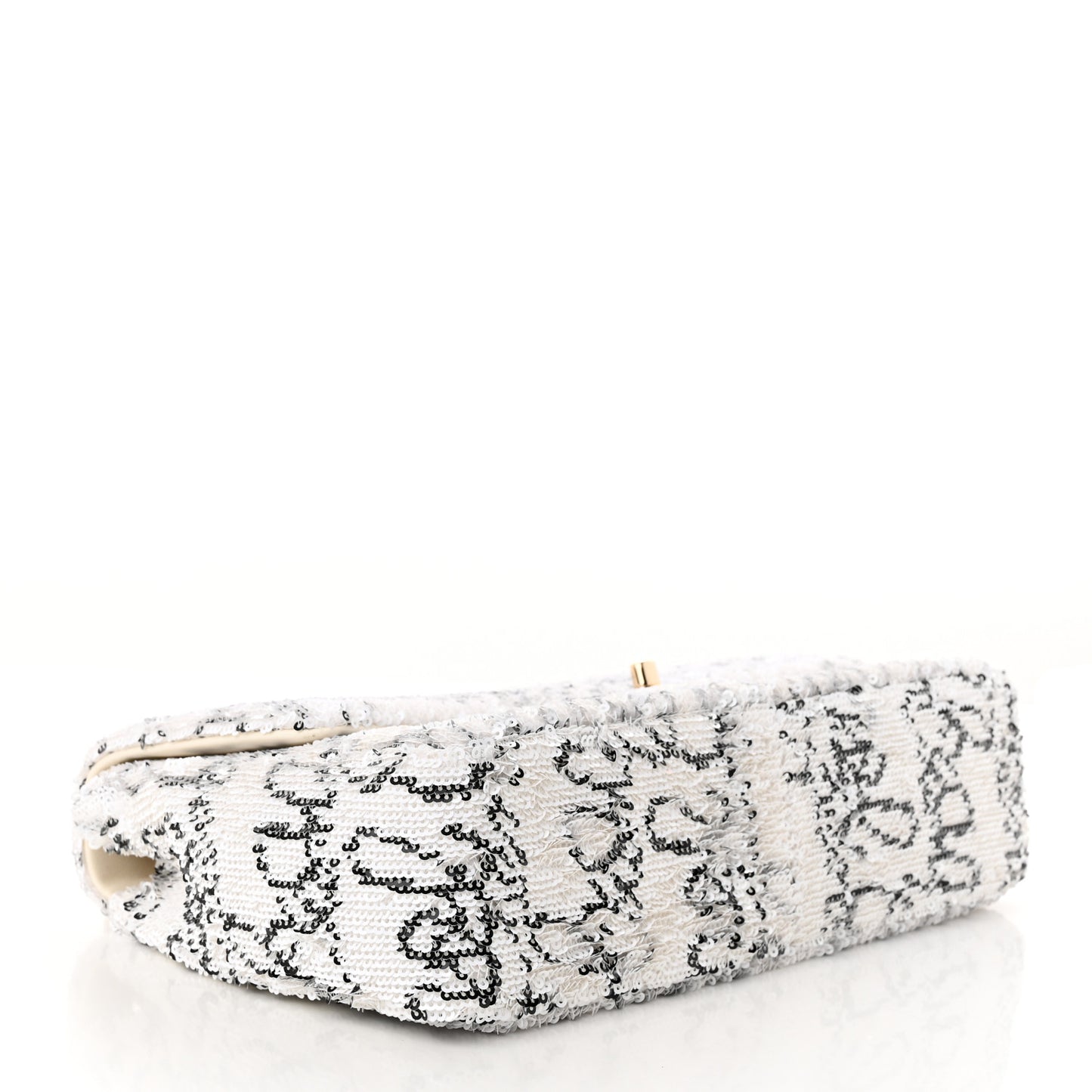 Sequin Logo Medium Flap White Black