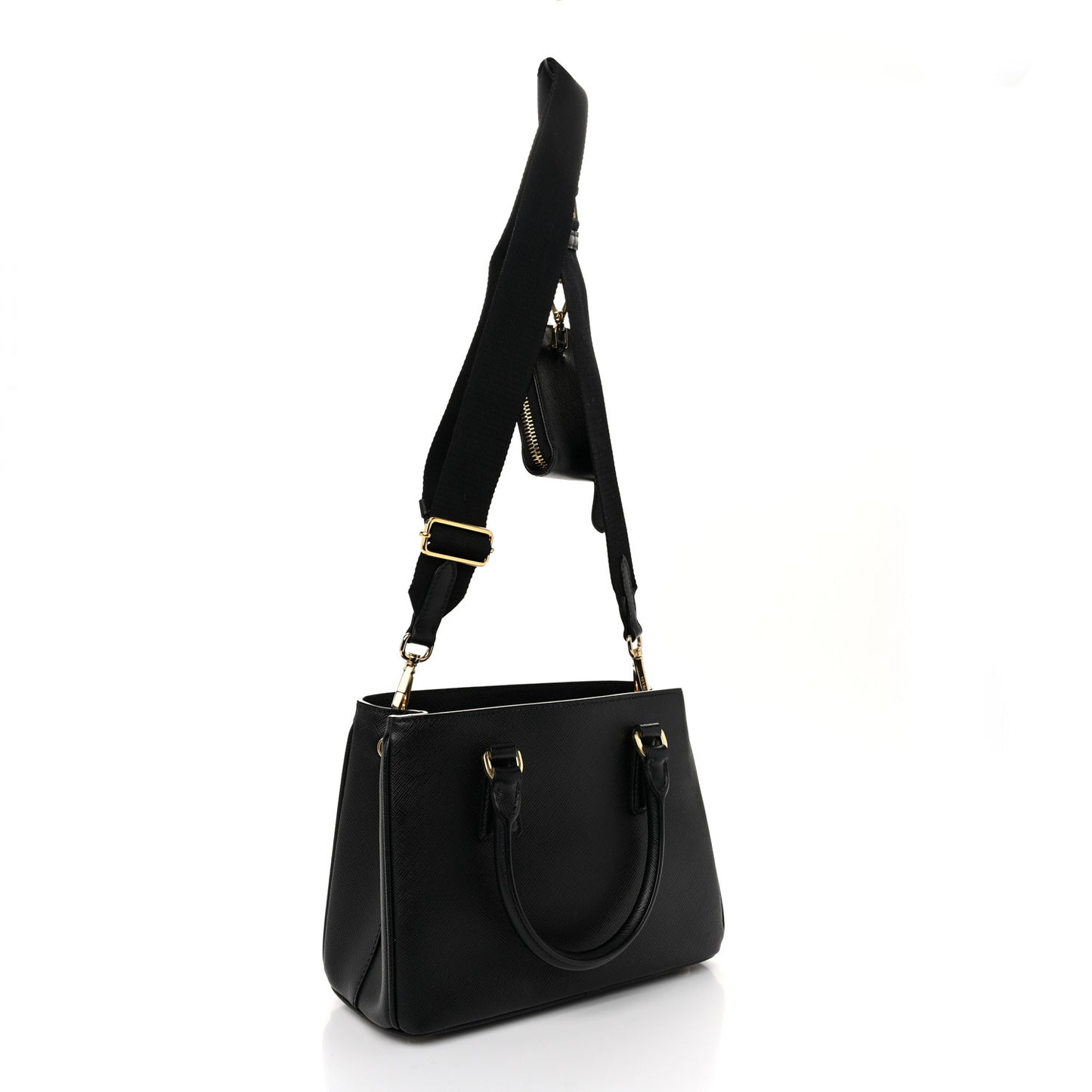 Saffiano Lux Micro Galleria Shoulder Bag Black