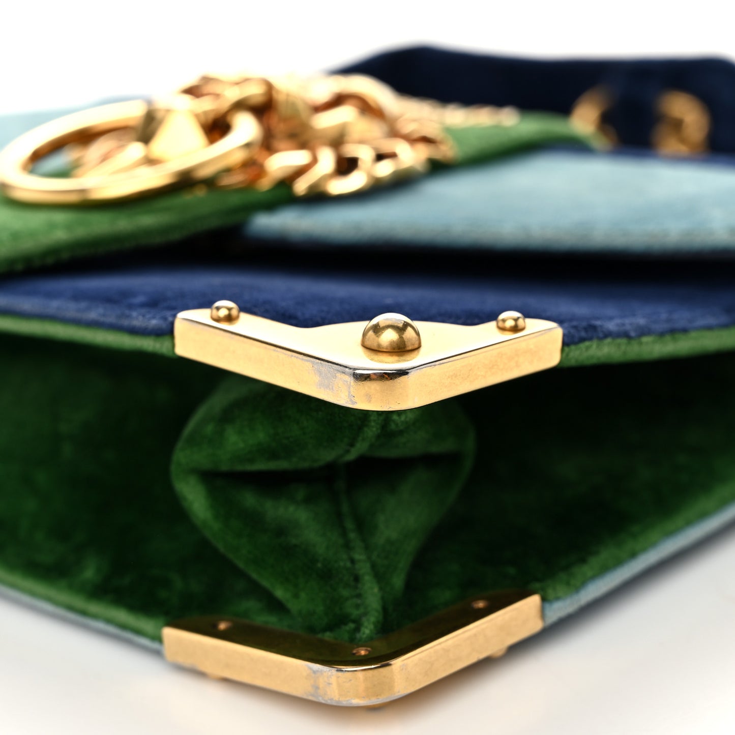 Velluto Lions Head Cahier Shoulder Bag Azzurro