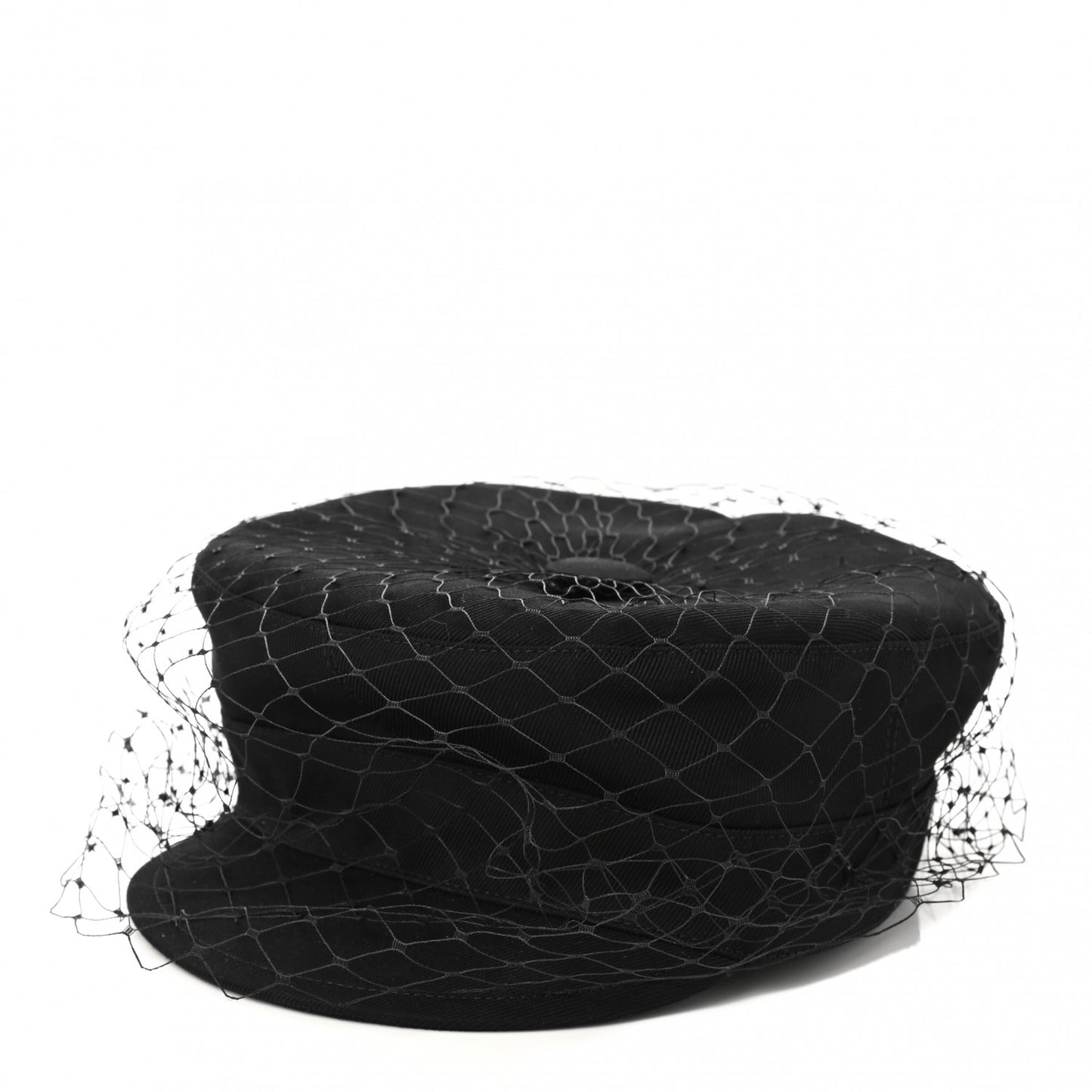 Cotton Canvas Arty Cap with Veil 58 Black