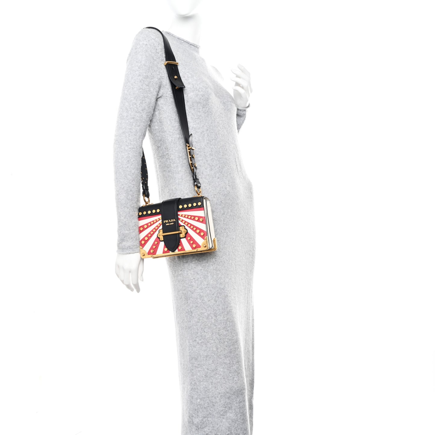 City Calf Saffiano Studded Cahier Bag Blue Fuoco