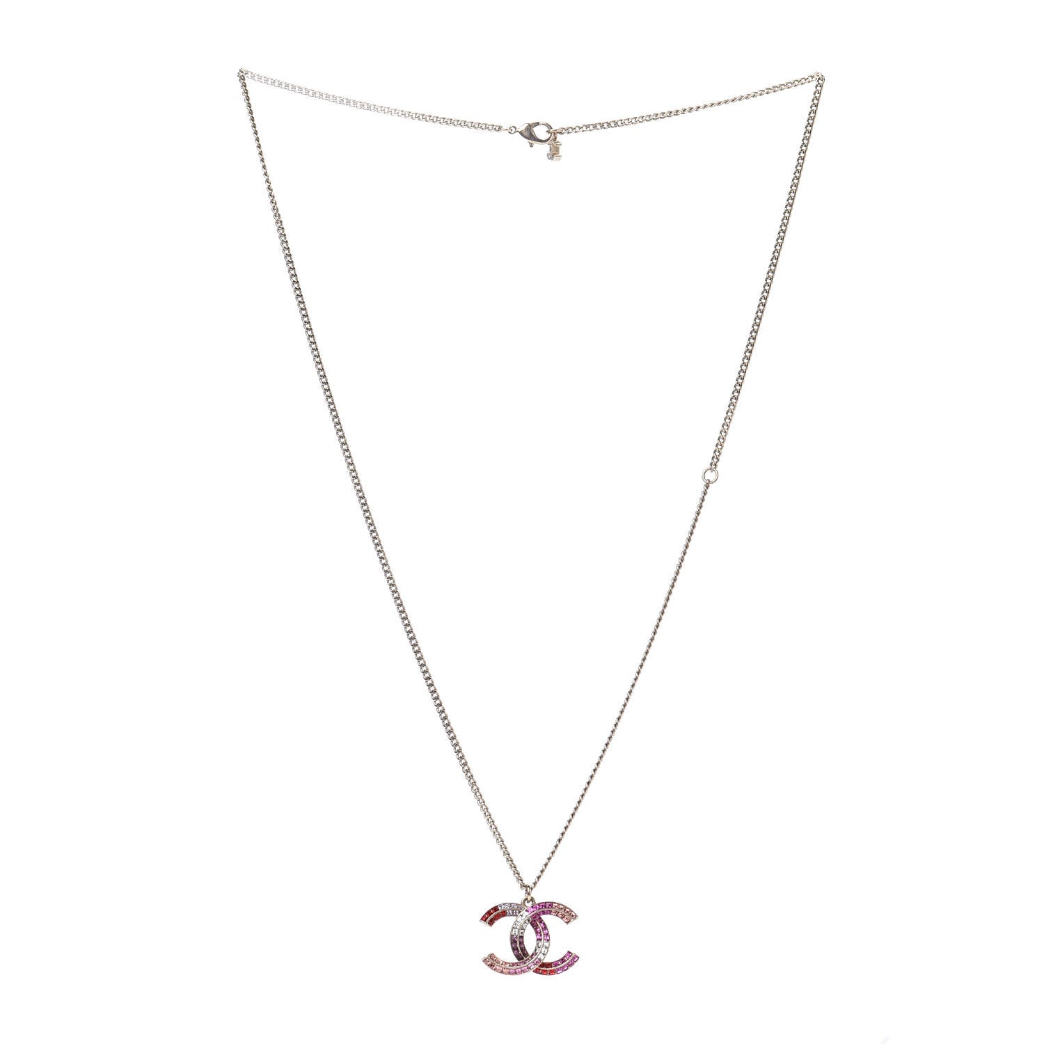 Chanel Crystal Baguette CC Necklace Gold Multicolor 3 of 5