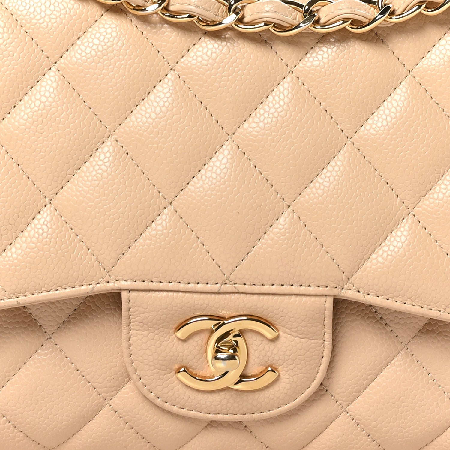 Chanel Caviar Quilted Jumbo Double Flap Light Beige 7 of 10