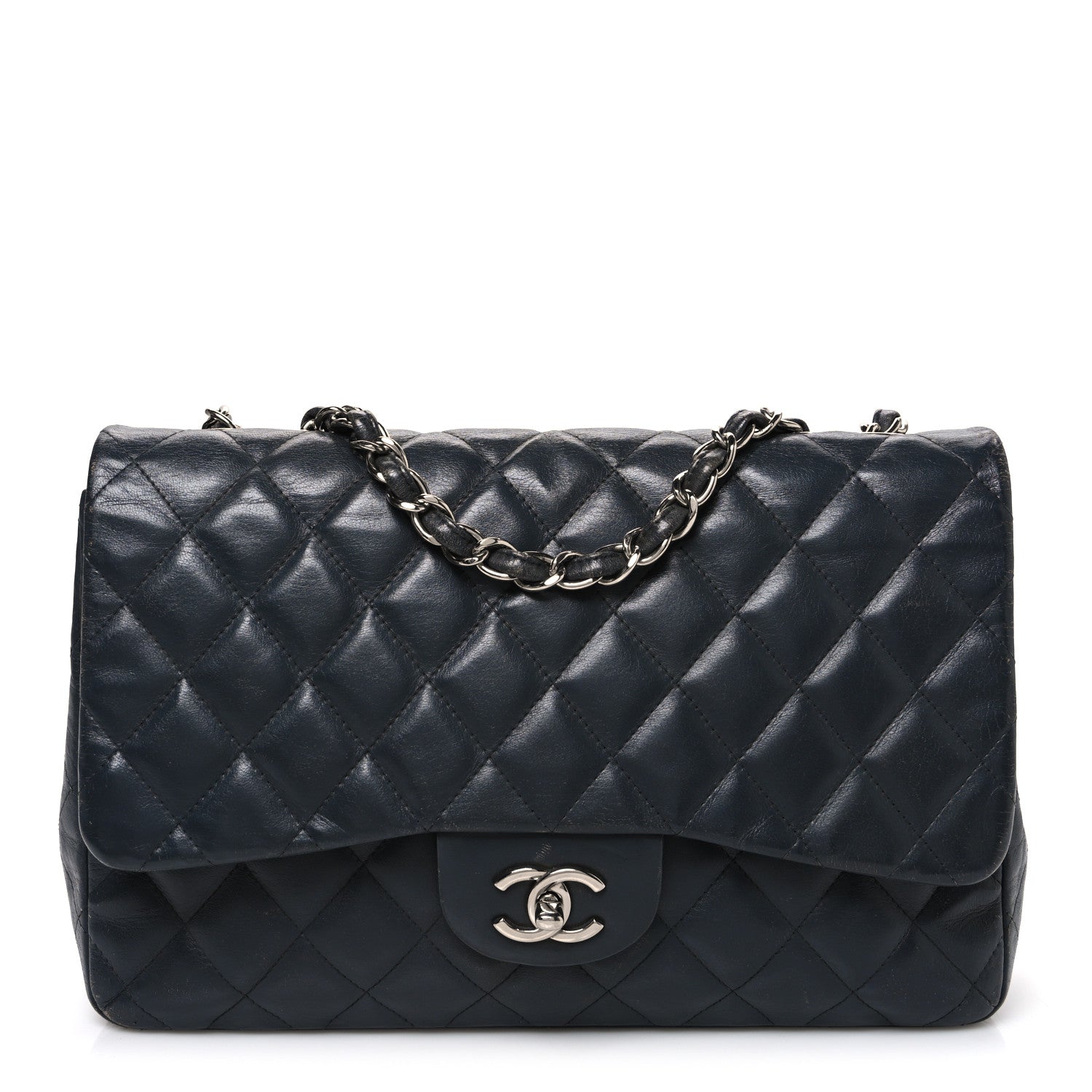Chanel Lambskin Quilted Jumbo Single Flap Grey 1861293 – FASHIONPHILE