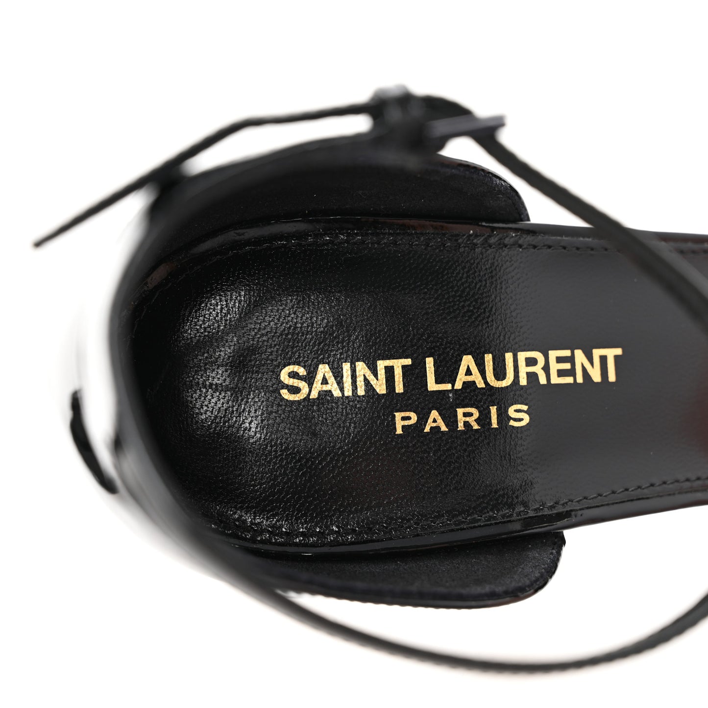 Patent Calfskin Opyum 110 Sandals 38.5 Black Gold