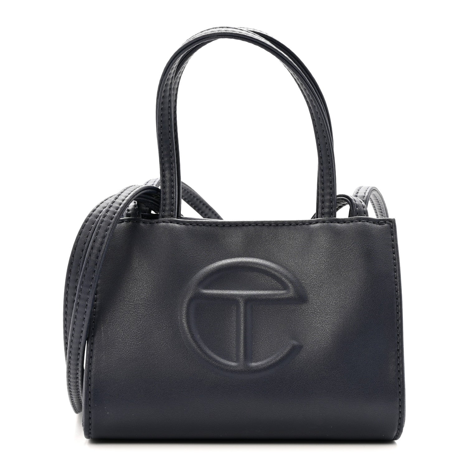 Telfar Vegan Leather Small Shopping Bag Navy 1778116 – FASHIONPHILE