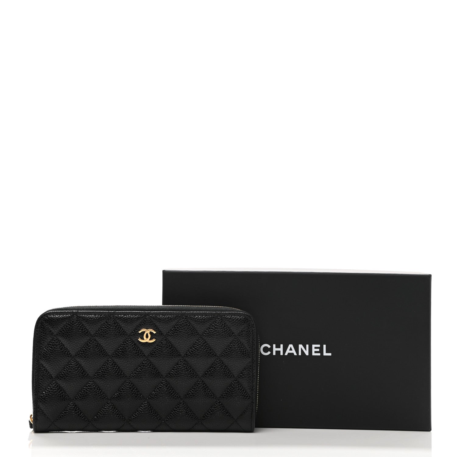 Chanel Caviar Quilted Large Gusset Zip Around Wallet Black 9 of 9
