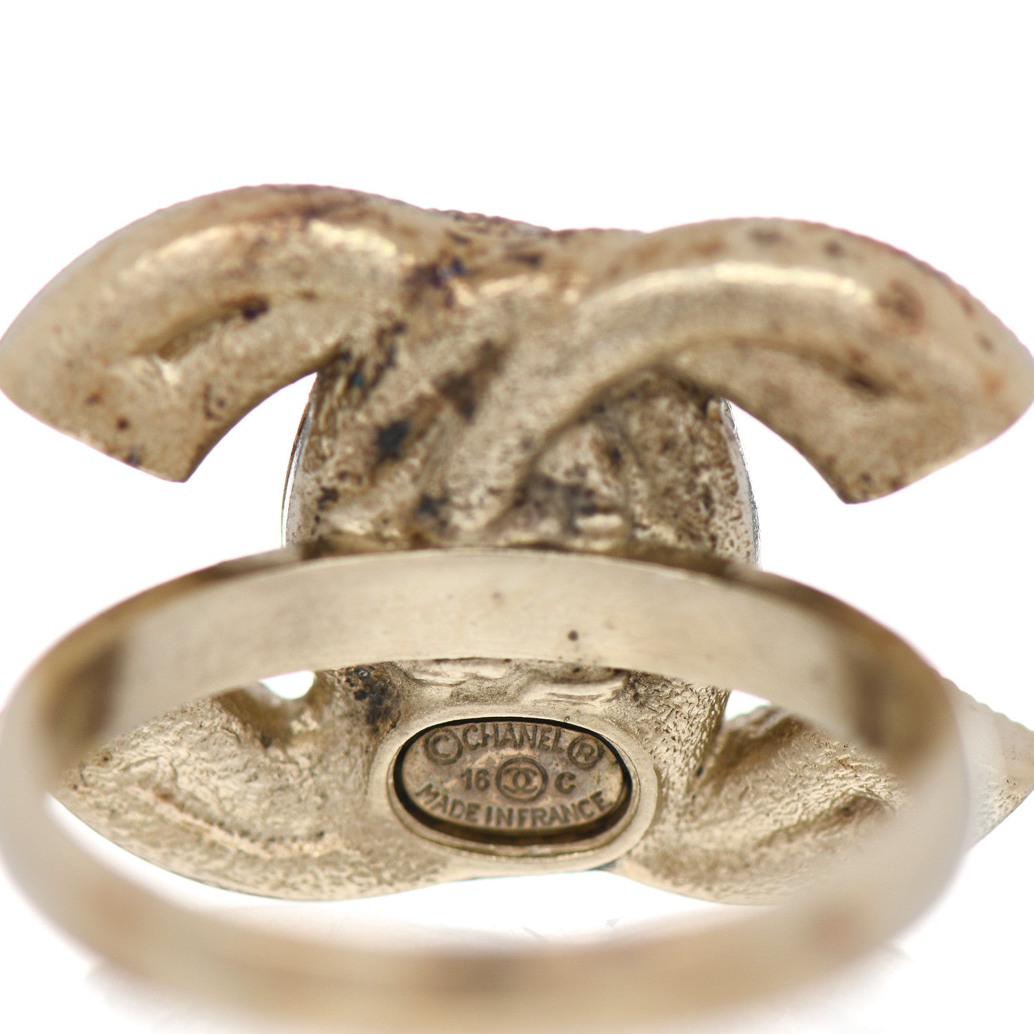 Chanel Crystal Double CC Ring 7 Light Gold 5 of 5