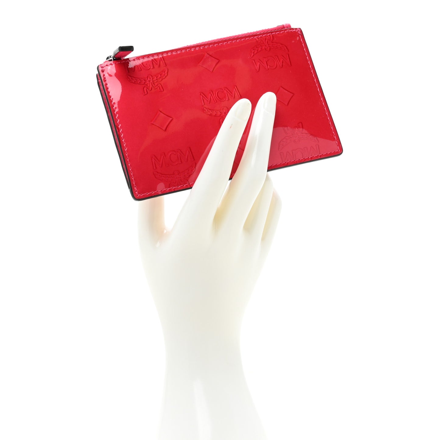 Patent Monogram Key Pouch Red