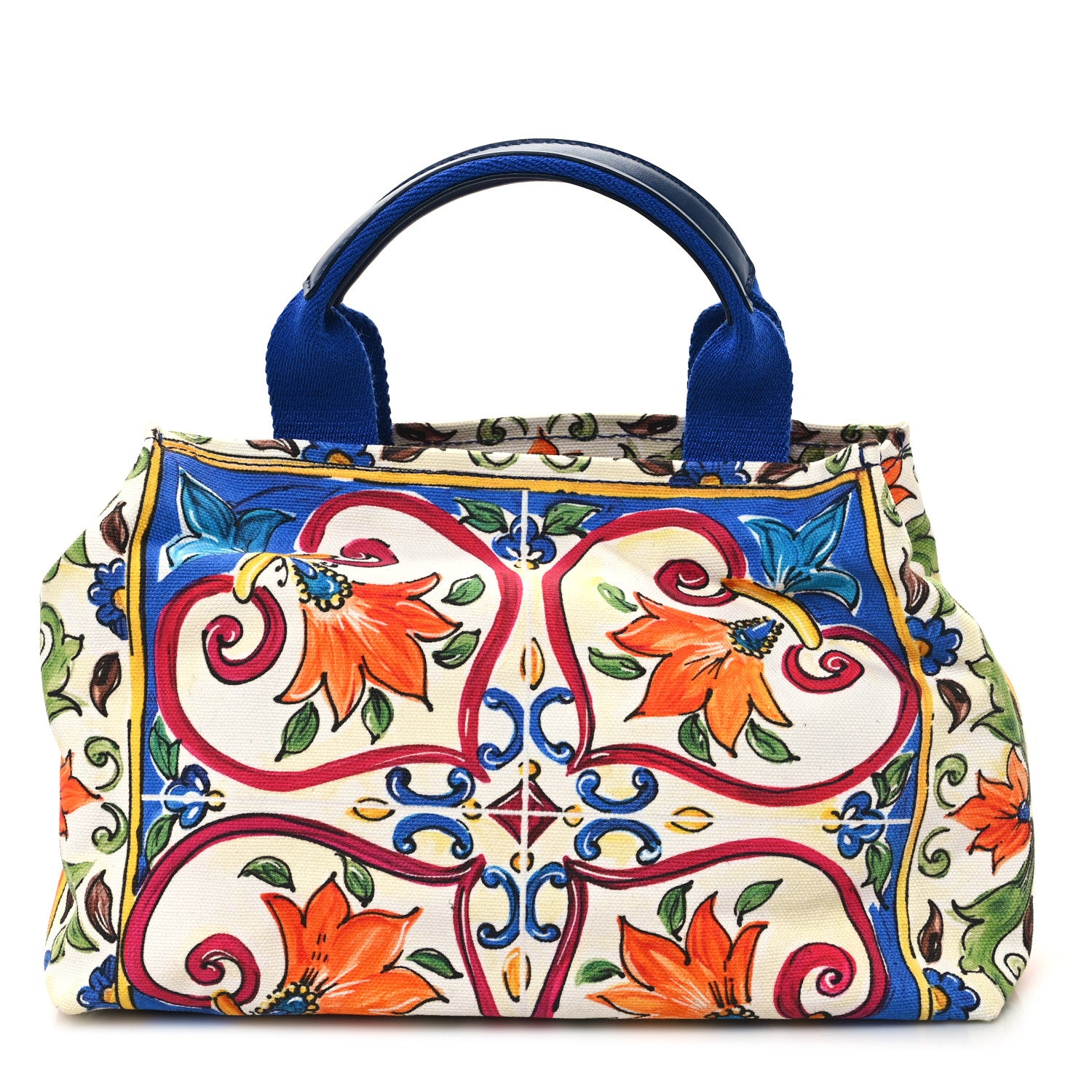 Dolce & Gabbana Canvas Majolica Printed Bambino Bag Multicolor