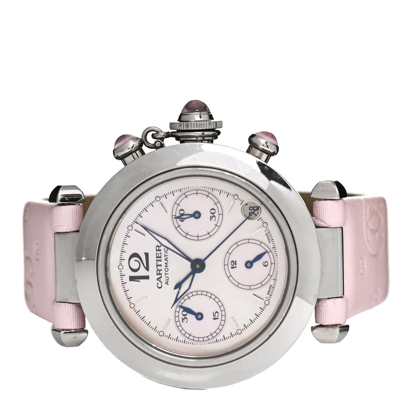 Stainless Steel Satin Mother of Pearl 35mm Miss Pasha Automatic Watch Pink