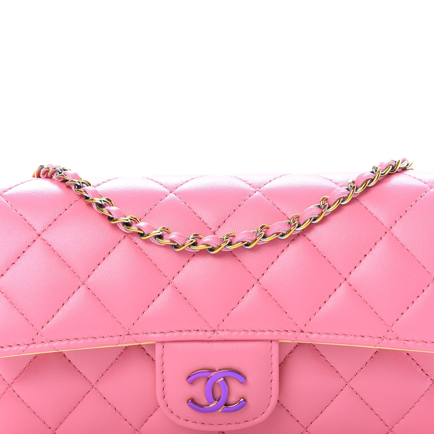 Chanel Lambskin Quilted Glasses Case With Chain Pink Yellow 11 of 11