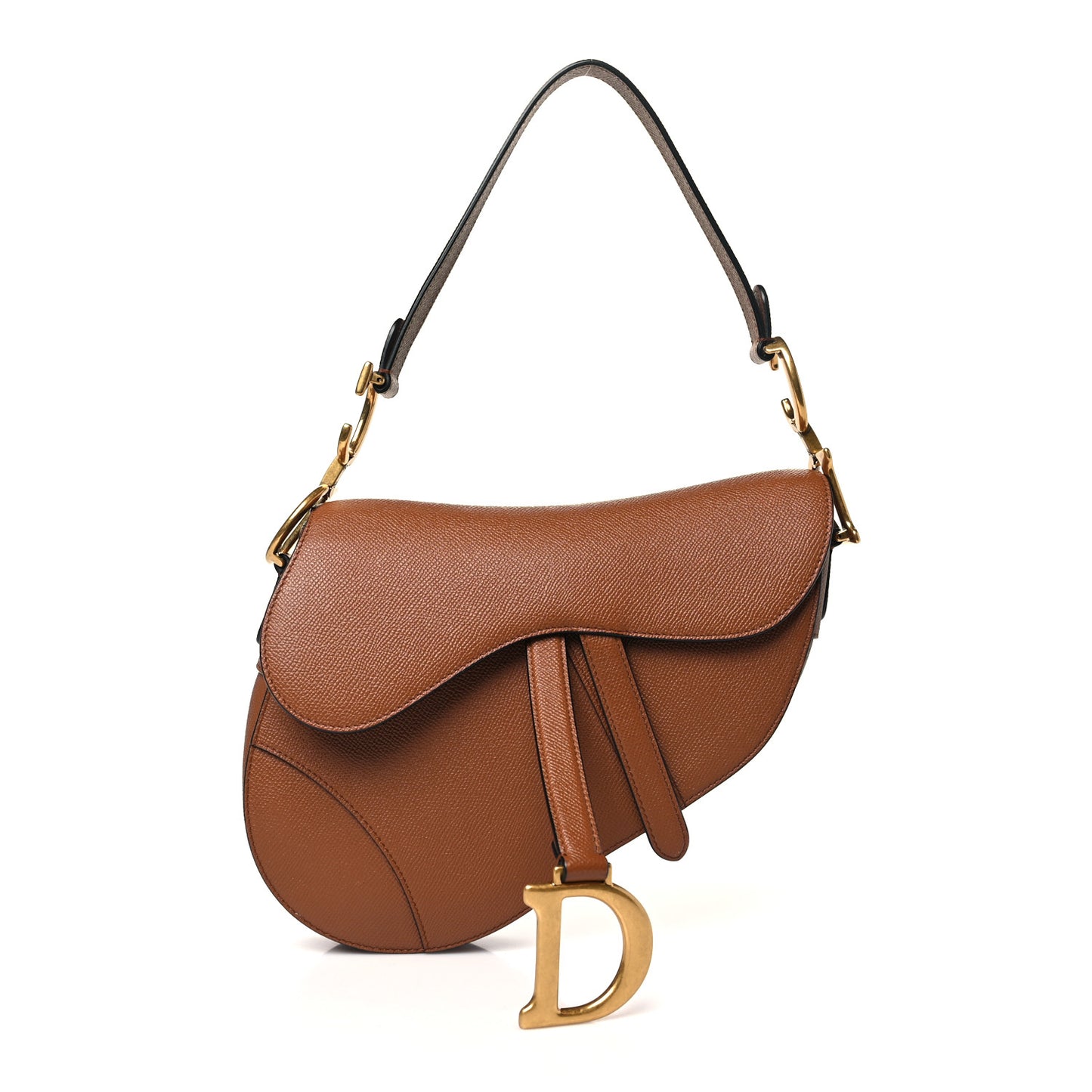 Grained Calfskin Saddle Bag Camello