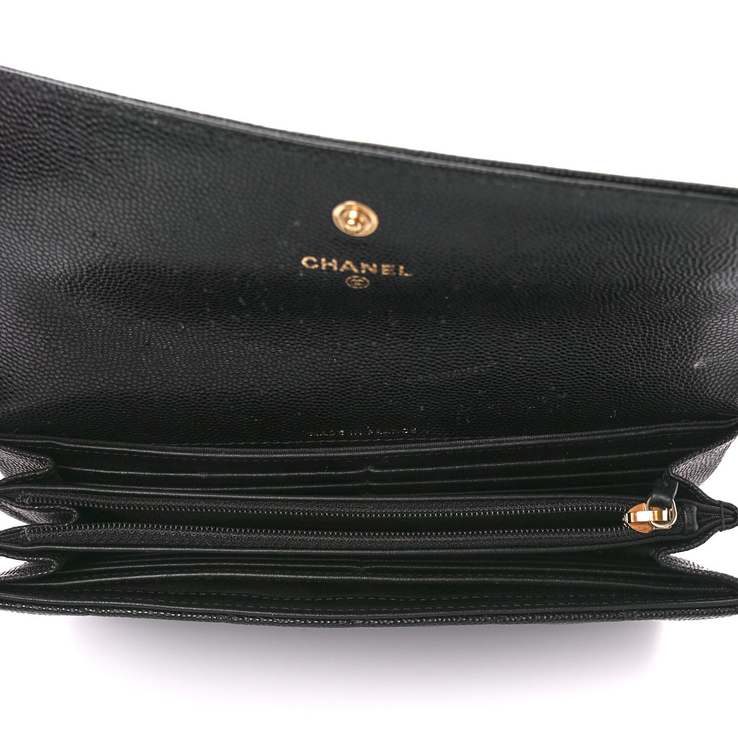 Caviar Quilted Large Boy Gusset Flap Wallet Black
