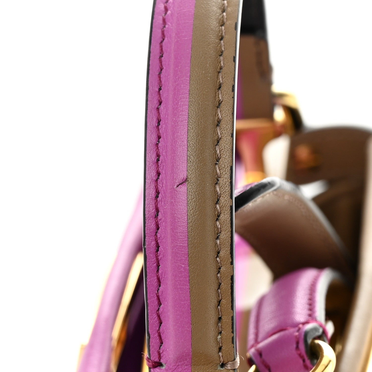Fendi Vitello Seta Nappa Plexiglass Bi-Color Mini Peekaboo Iconic Satchel Bouganville Sand 13 of 13