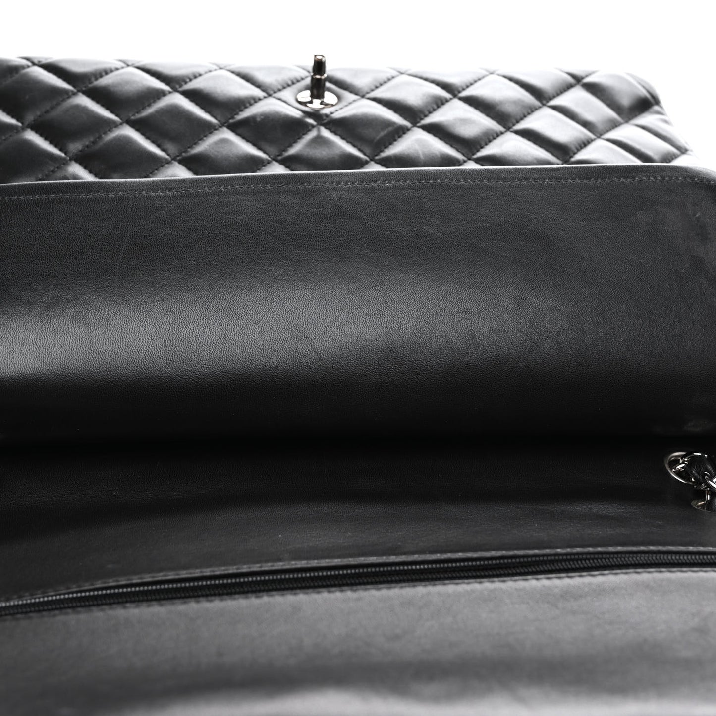 Lambskin Quilted Maxi Double Flap Black