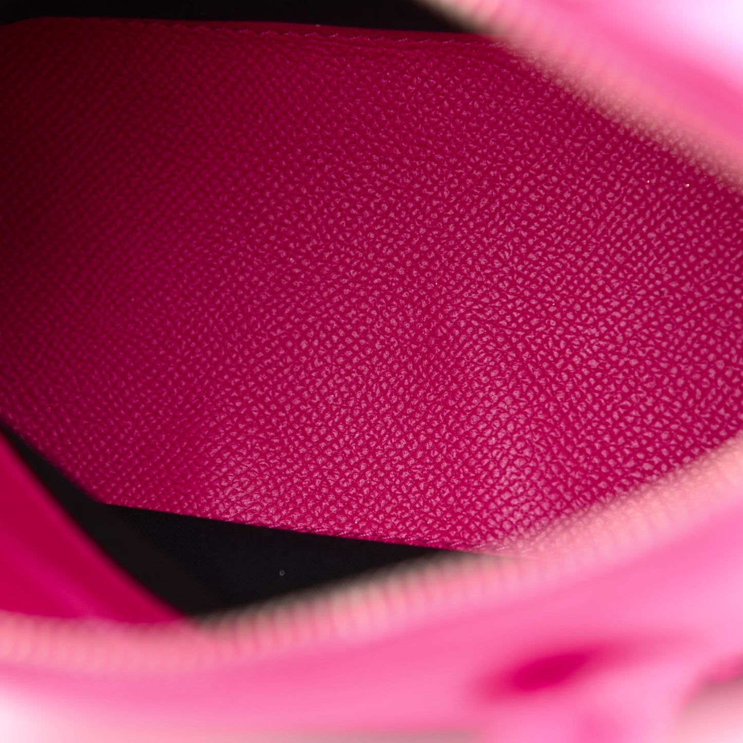 Signature Grained Calfskin Logo XXS Ville Top Handle Bag Fuchsia