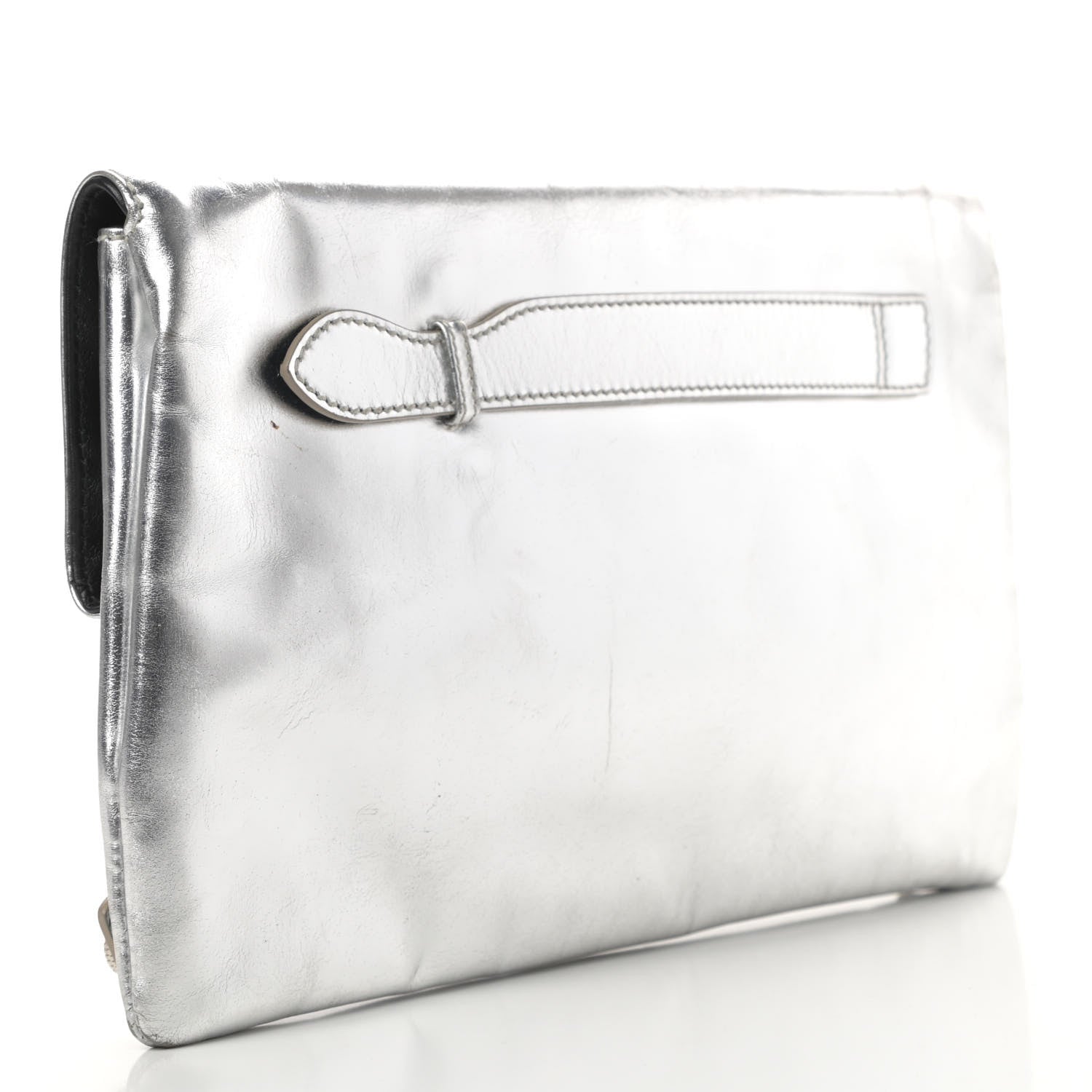 Balenciaga Laminated Calfskin Giant 21 Silver Hardware Envelope Clutch Silver 4 of 15