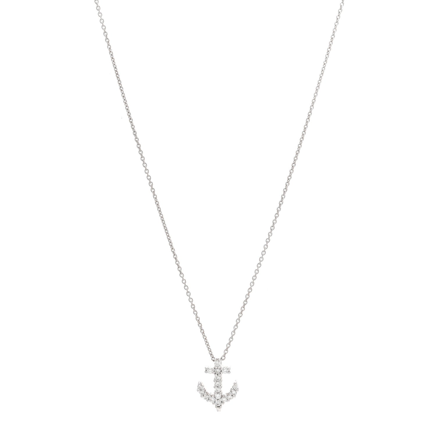 Roberto Coin 18K White Gold Diamond Tiny Treasures Anchor Pendant Necklace 1 of 4