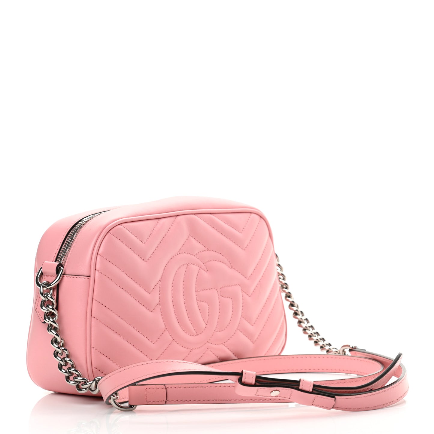 Calfskin Matelasse Small GG Marmont Chain Shoulder Bag Wild Rose