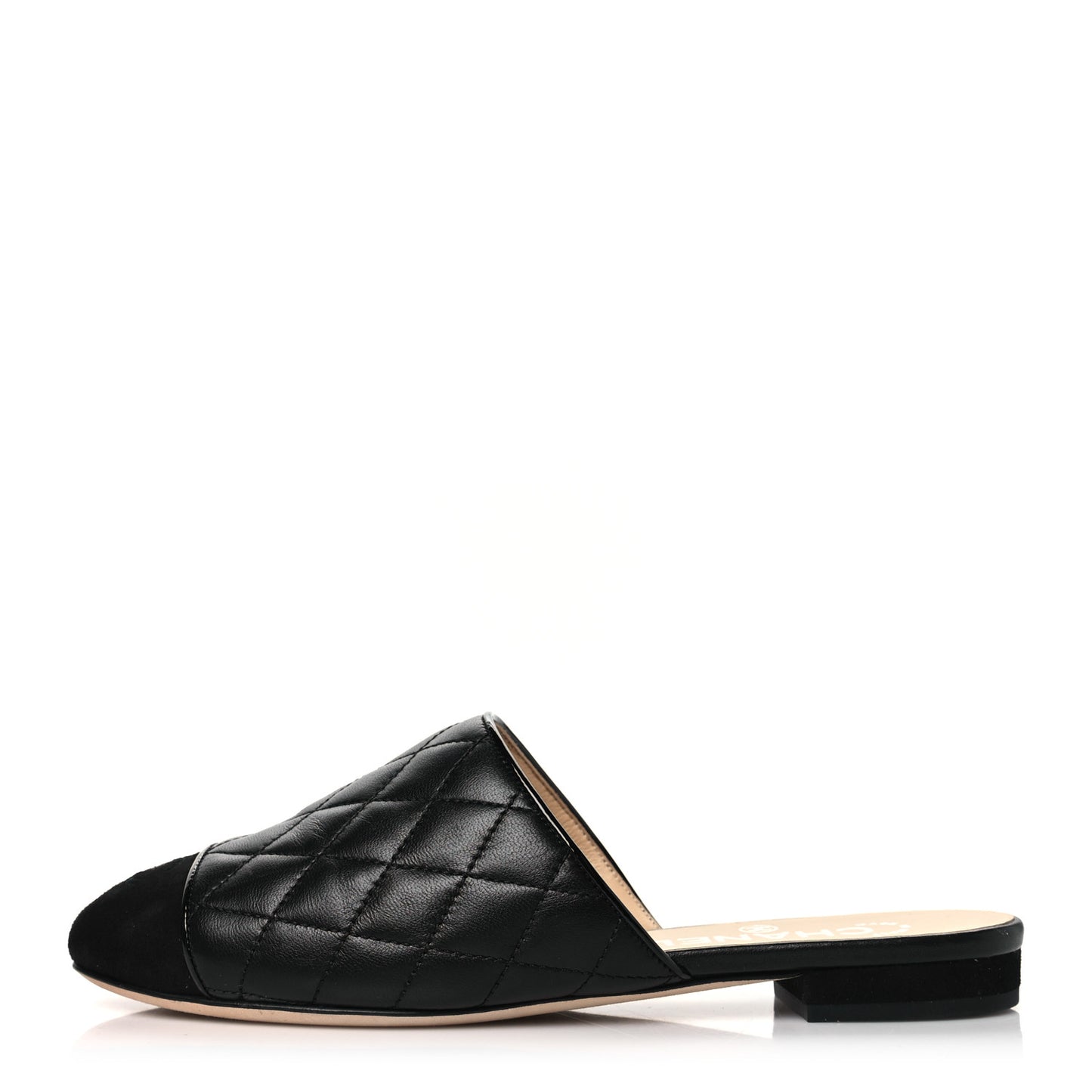 Lambskin Kid Suede Quilted Mules 36 Black