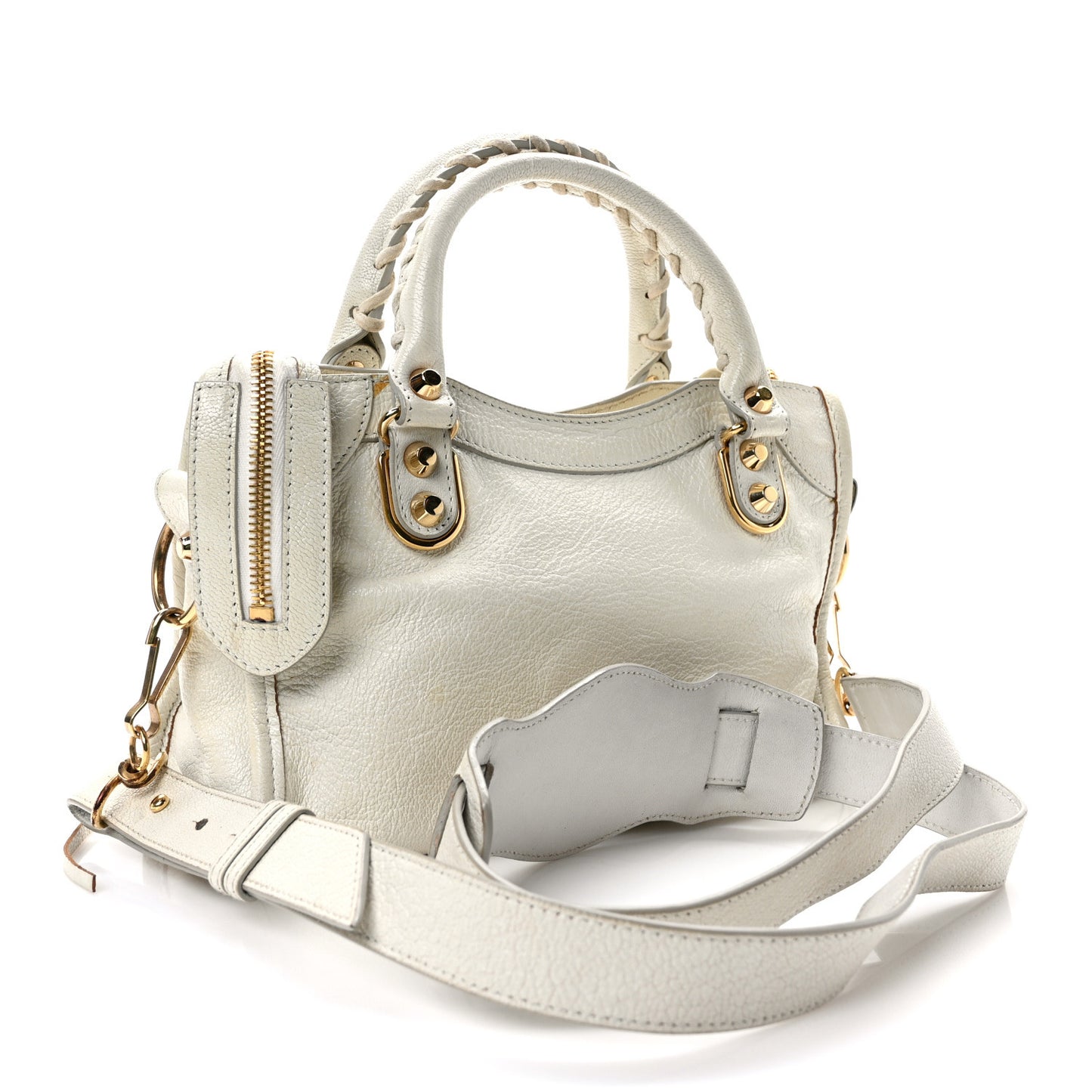 Chevre Gold Metallic Edge Hardware Mini City White