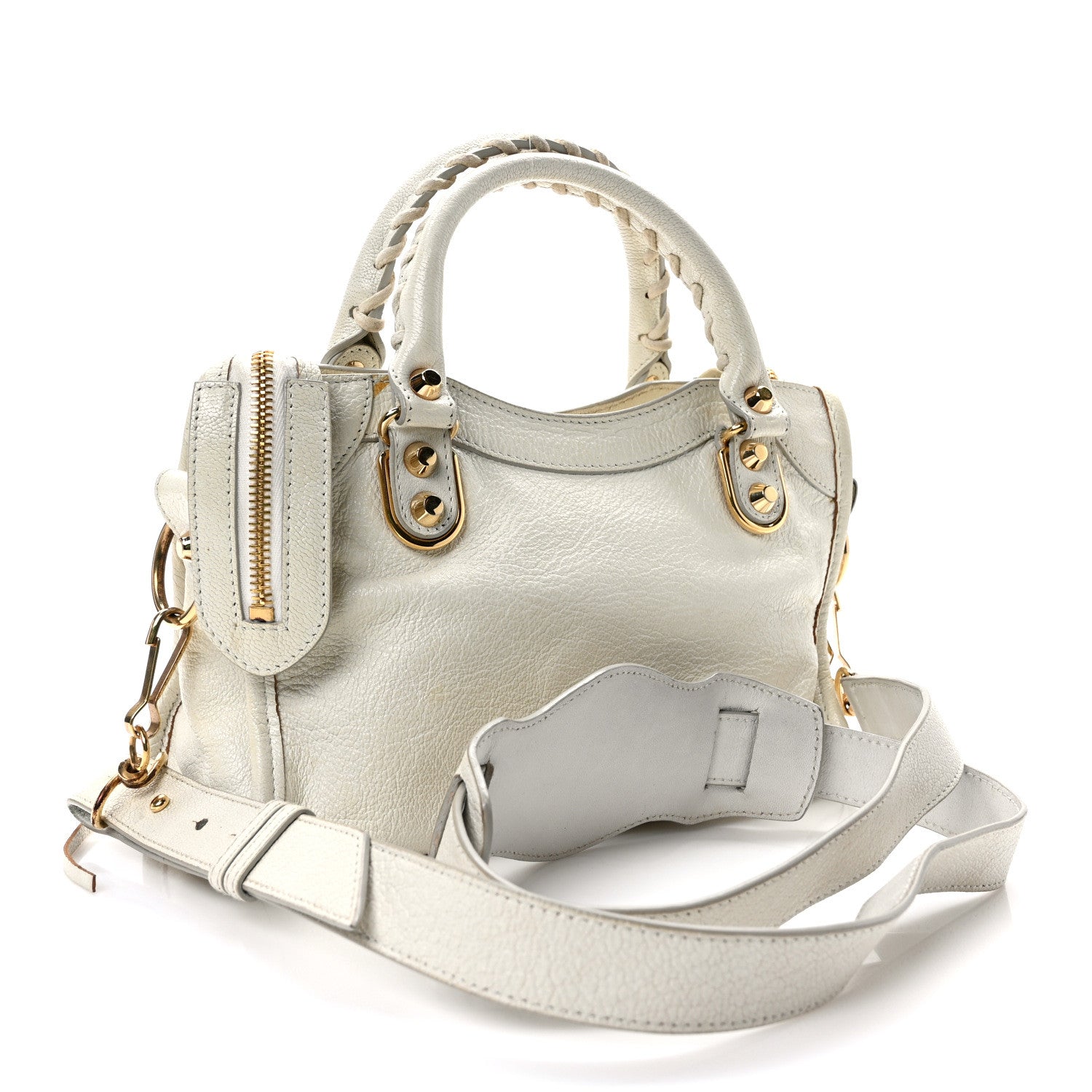 Balenciaga Chevre Gold Metallic Edge Hardware Mini City White 3 of 12