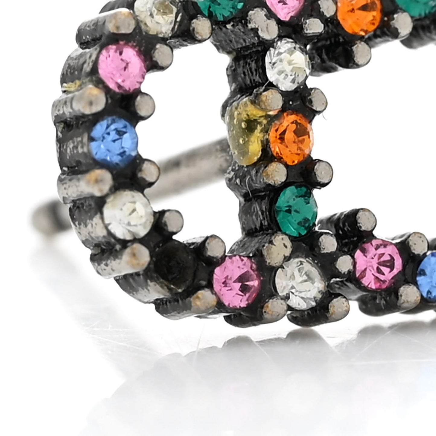 Crystal Mise En Dior Tribal Earrings Multicolor Antique Silver