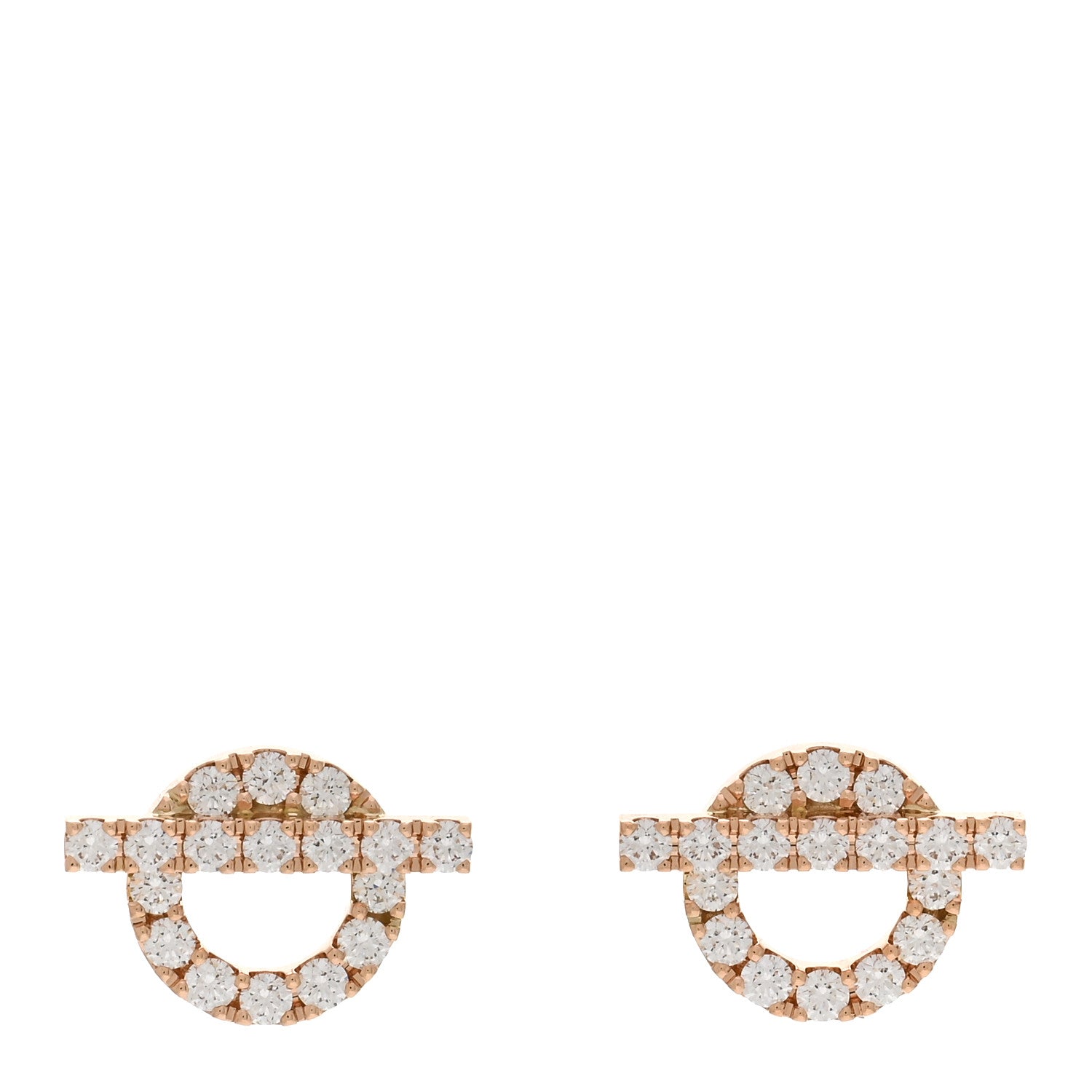 Hermes 18K Rose Gold Diamond Finesse Earrings 1 of 5