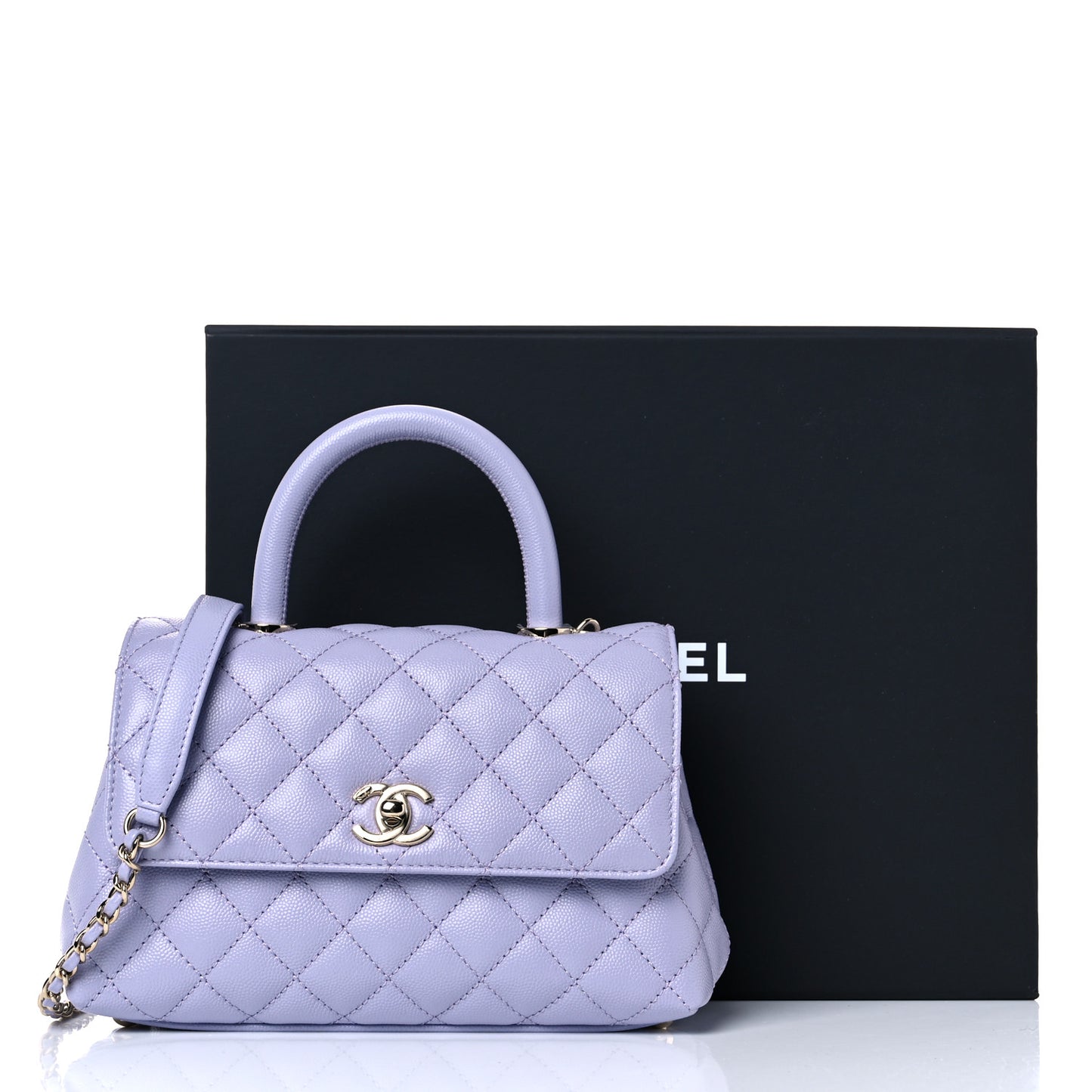 Caviar Quilted Mini Coco Handle Flap Light Purple