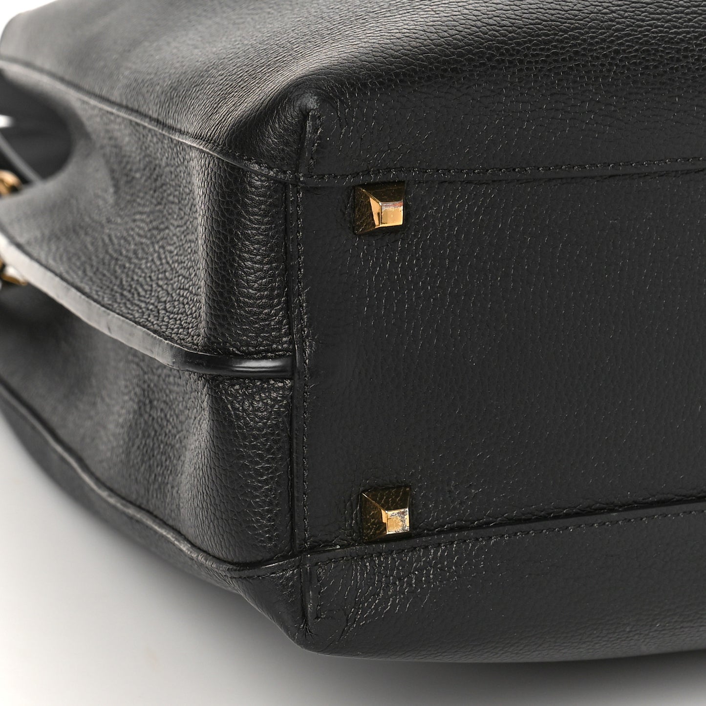 Grained Calfskin Milla Drawstring Bucket Bag Black
