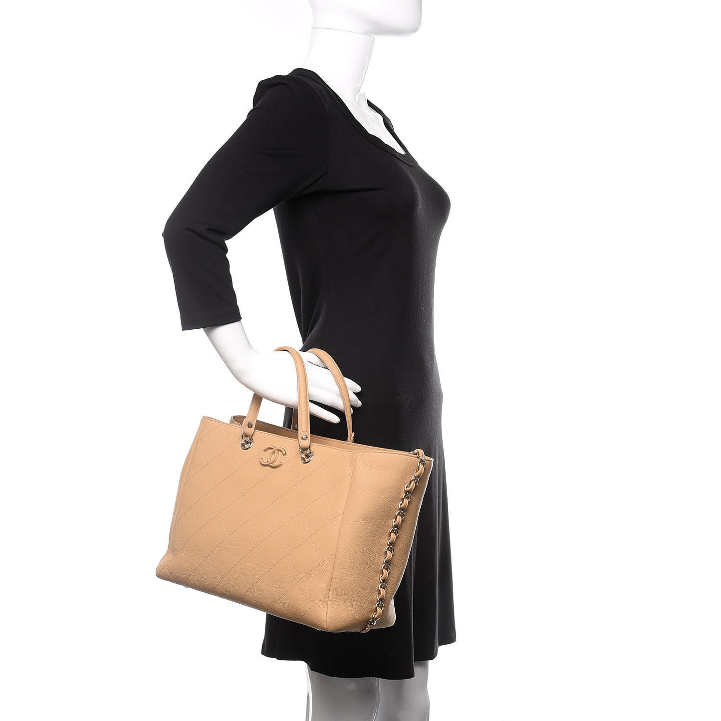 Bullskin Stitched Medium Shopping Bag Beige