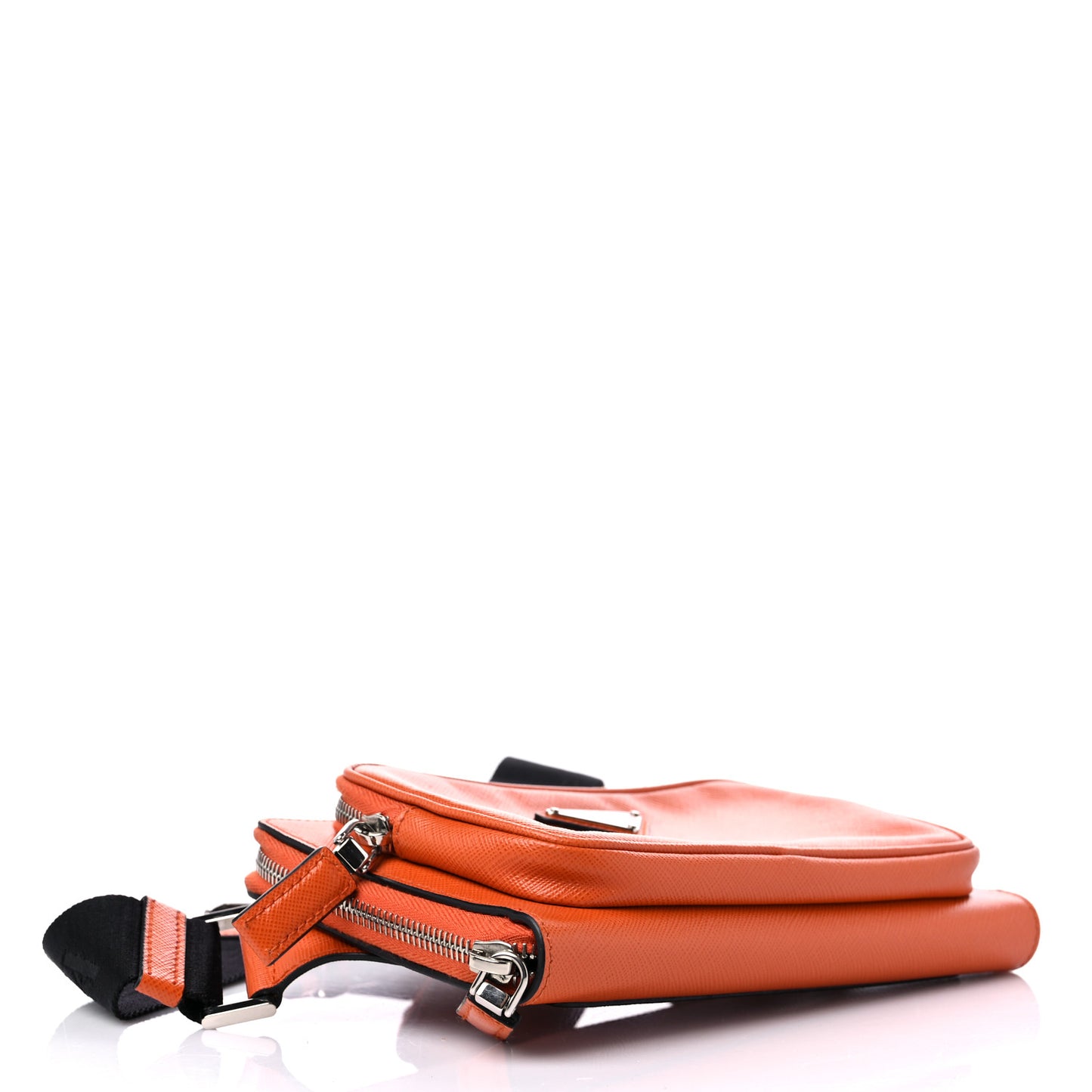 Saffiano Travel Double Zip Crossbody Belt Bag Papaya