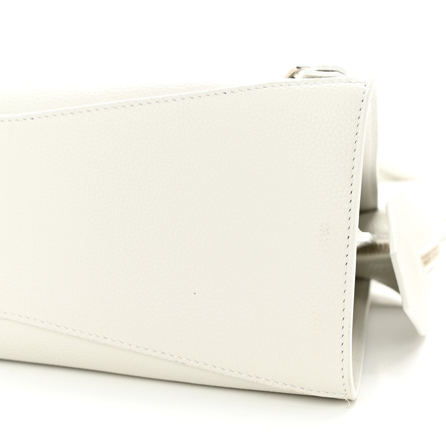 Grained Calfskin Neo Classic Silver Hardware S City Chalky White