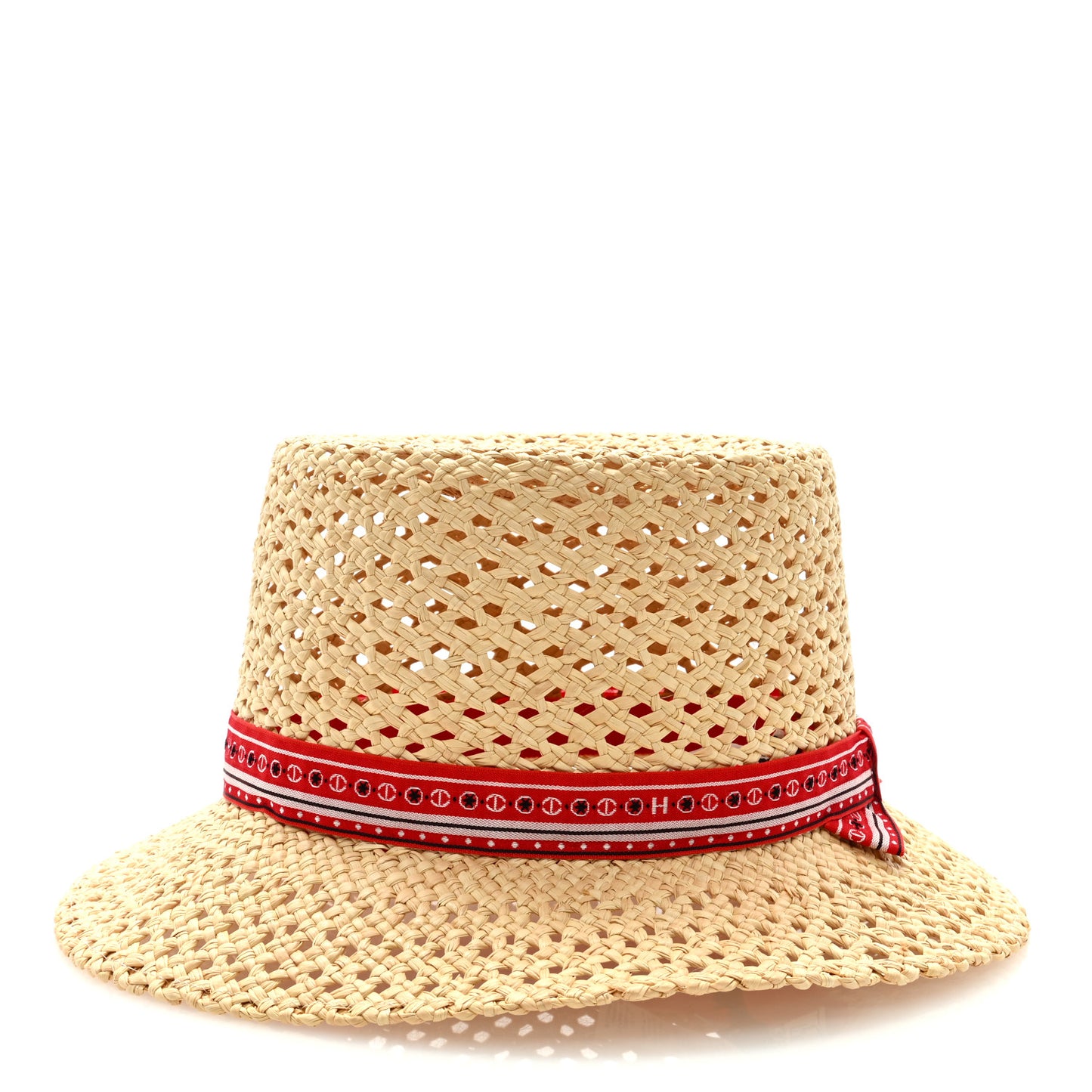 Straw Adele Panama Hat 56 Black Naturel Rouge