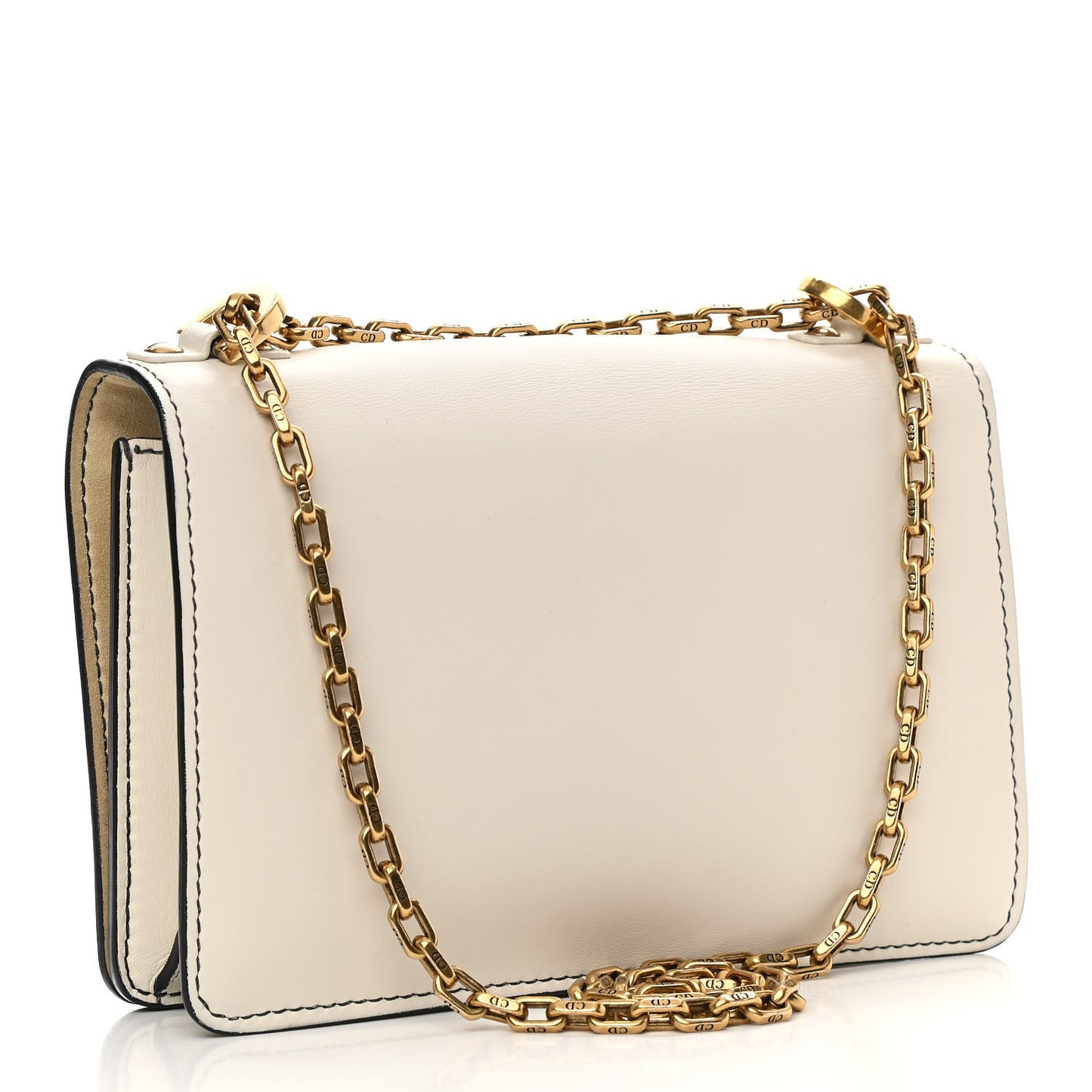 Calfskin J'Adior Chain Flap Bag Off White