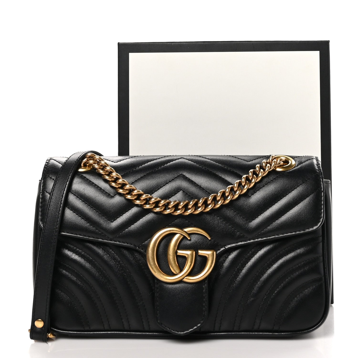 Gucci Calfskin Matelasse Small GG Marmont Shoulder Bag Black 11 of 11