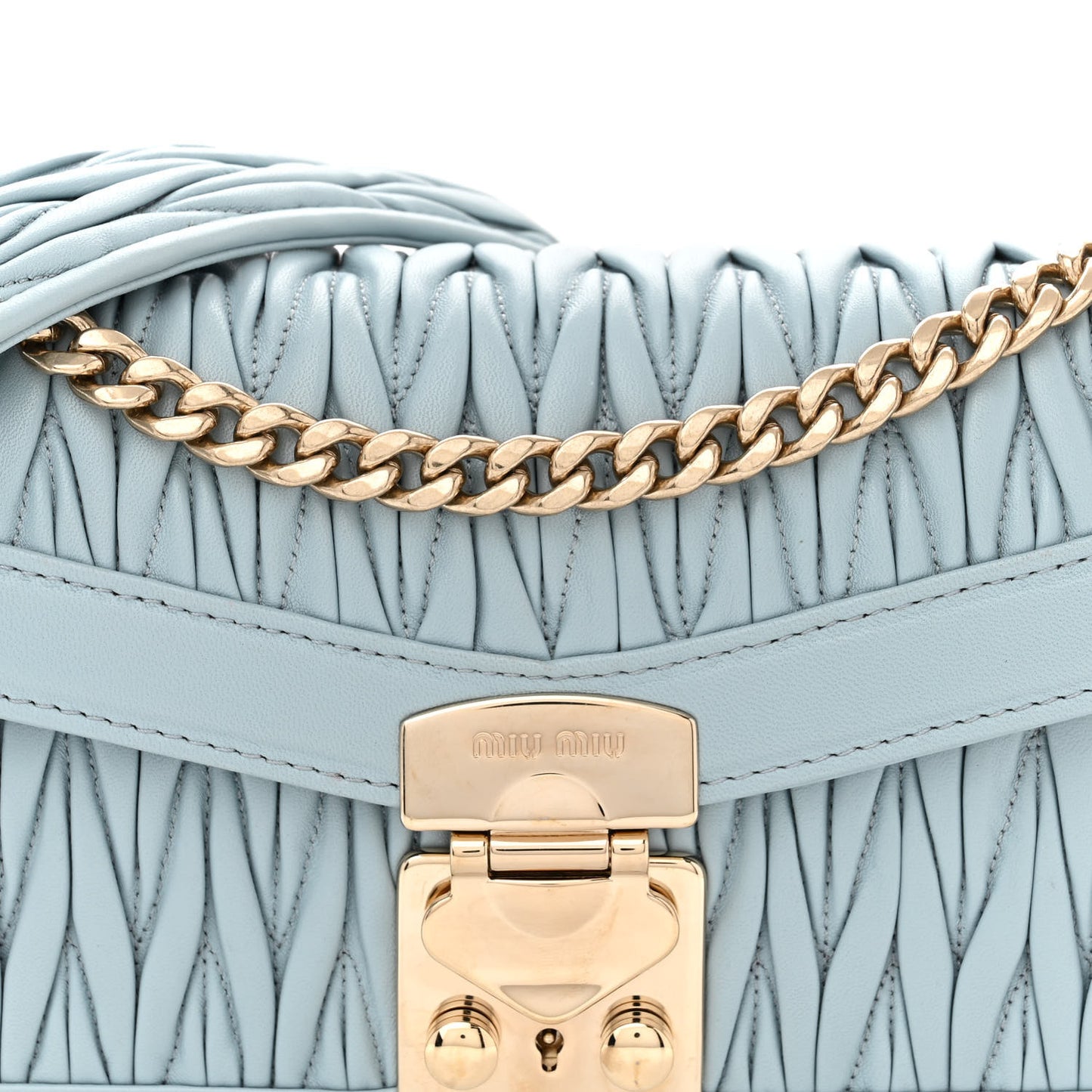 Lambskin Confidential Matelasse Chain Shoulder Bag Light Blue