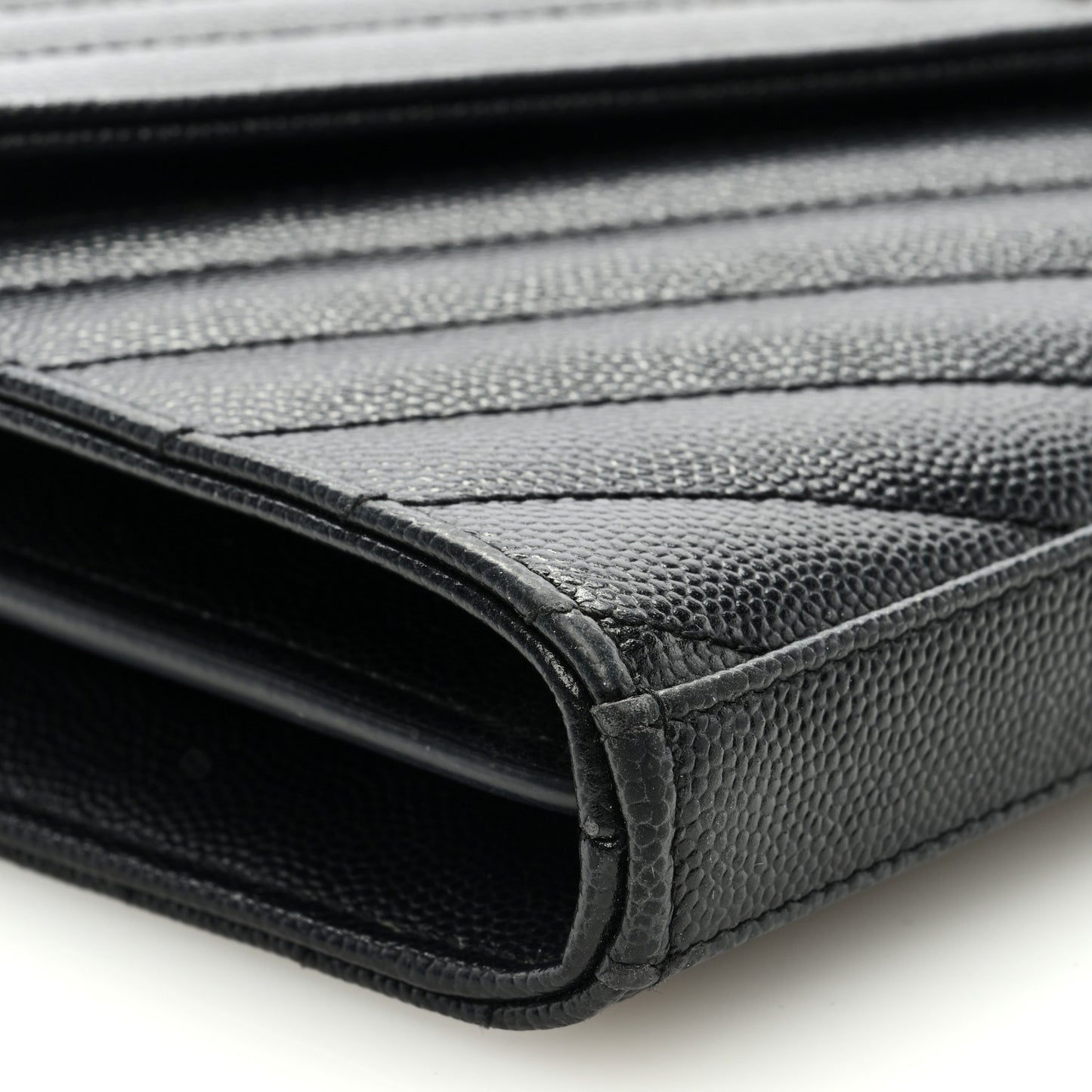 Grain De Poudre Matelasse Chevron Monogram Chain Wallet Black