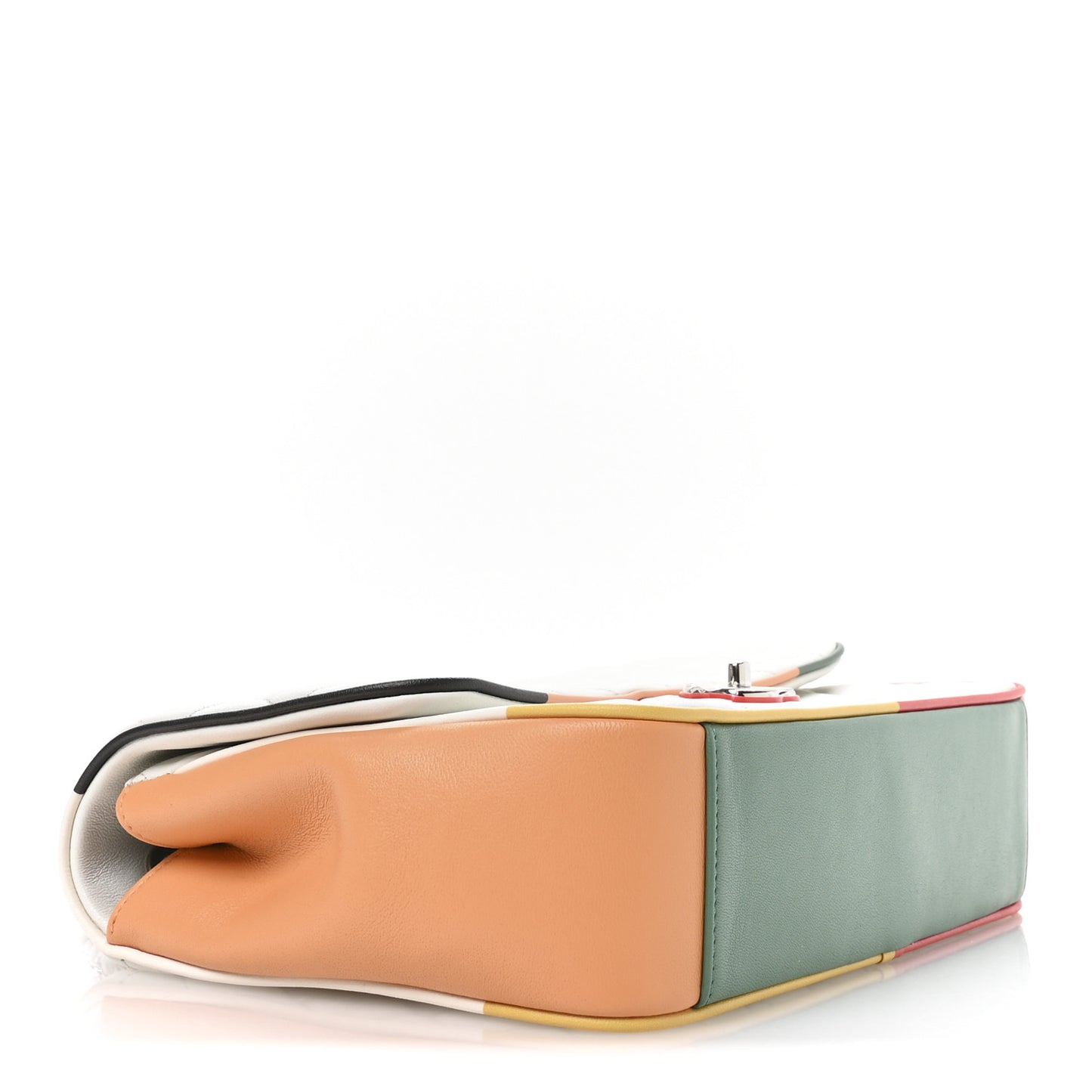 Lambskin Quilted Jumbo Cuba Color Flap White Multicolor