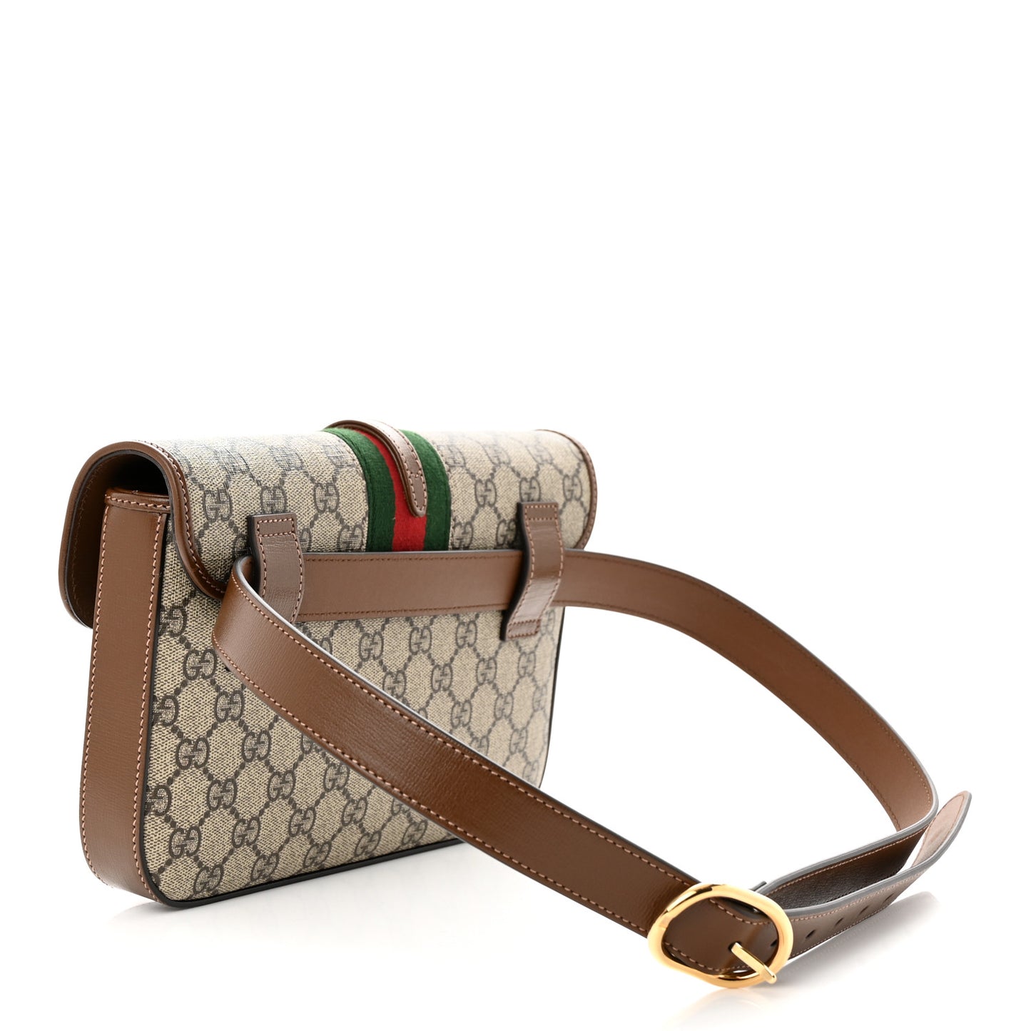 GG Supreme Monogram Azalea Calfskin Web Jackie 1961 Belt Bag 100 40 Beige Ebony Brown Sugar