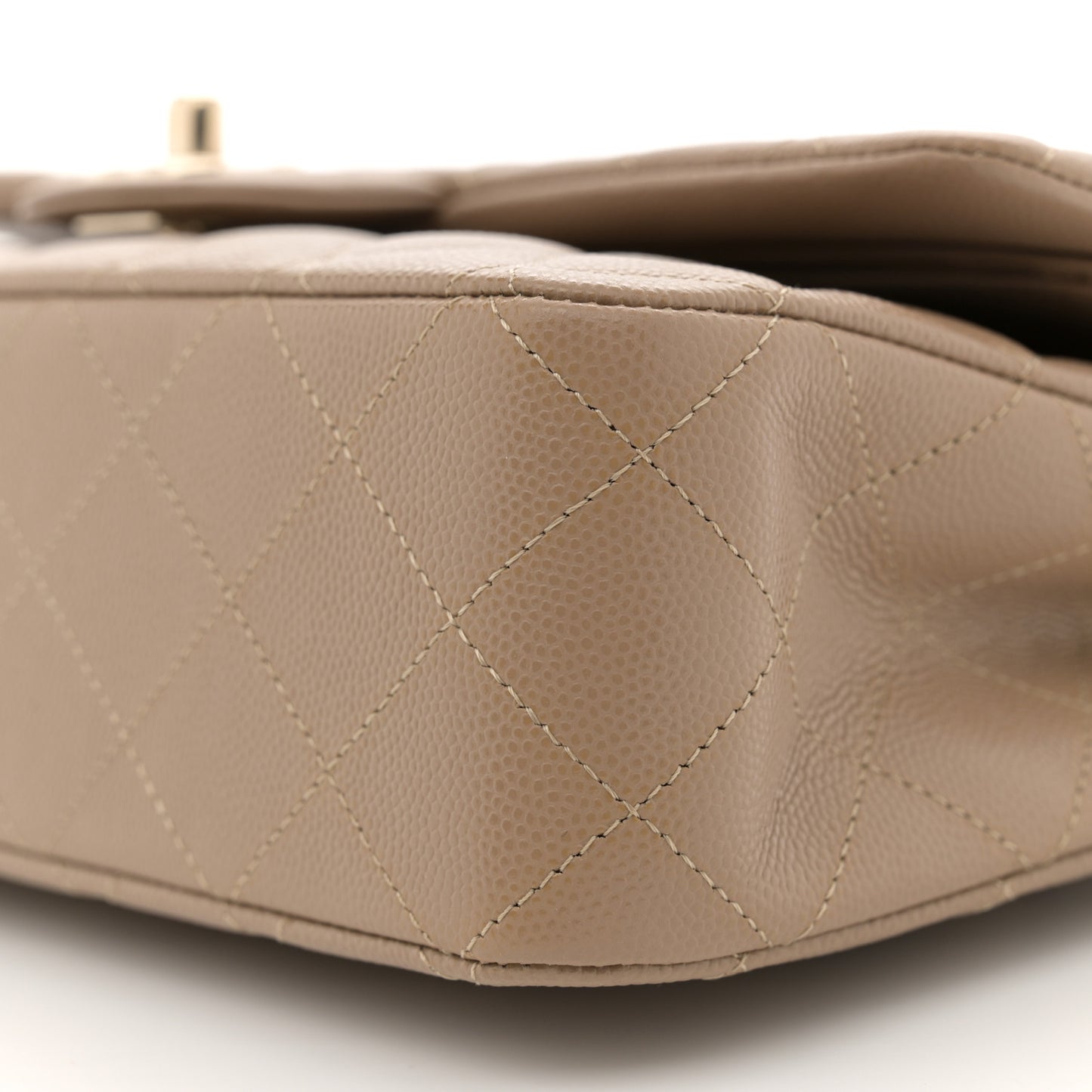 Caviar Quilted Medium Double Flap Dark Beige