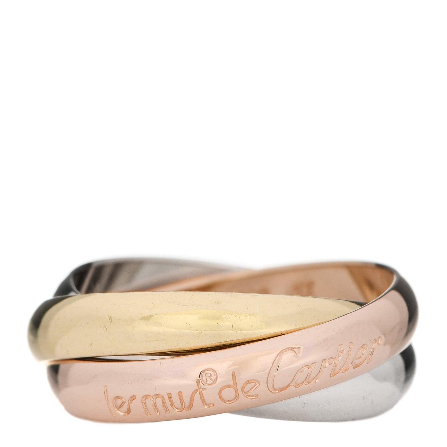 18K Pink Yellow White Gold Classic Les Must De Cartier Trinity Ring 53 6.25